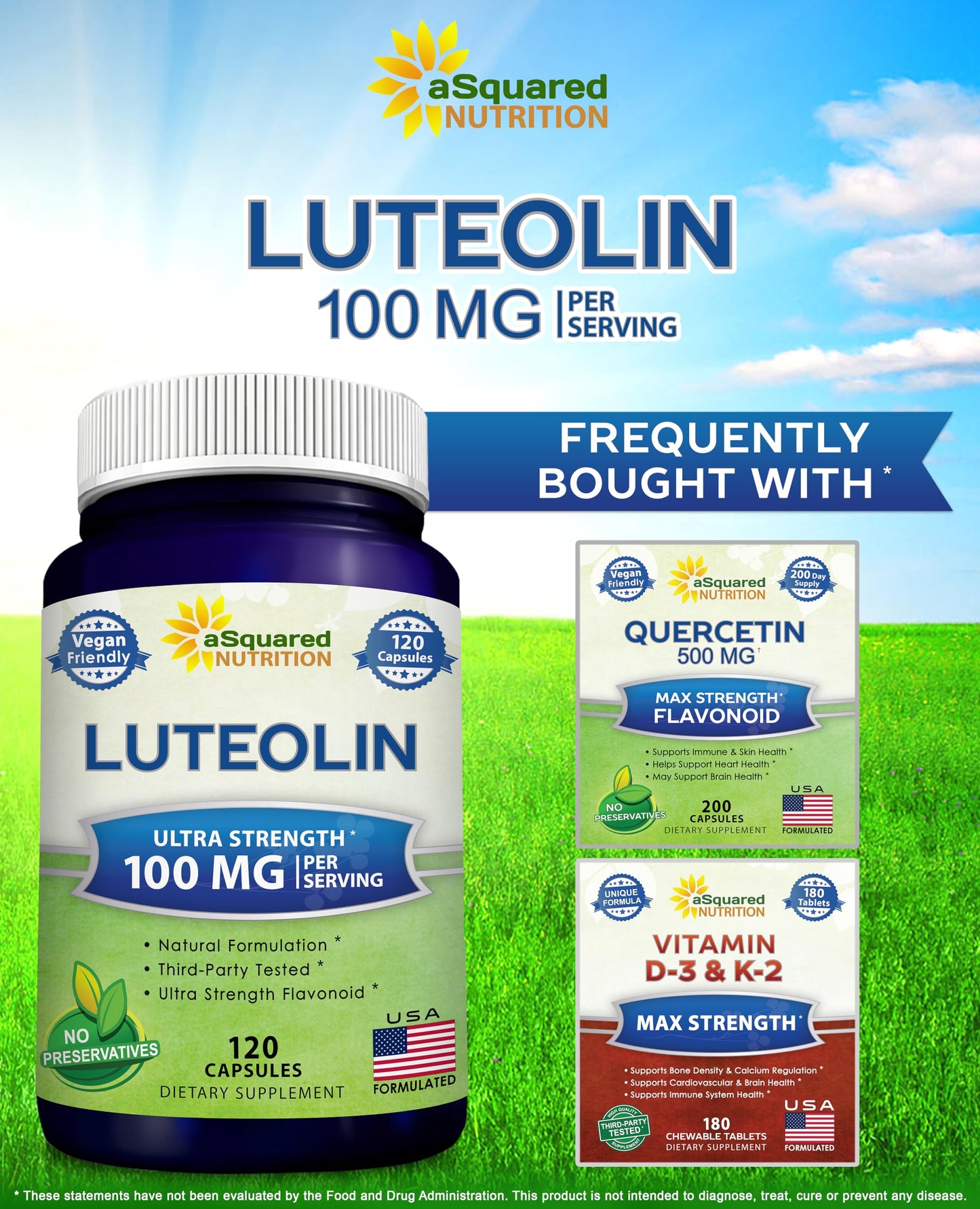 aSquared Nutrition Luteolin 100mg Capsules, 120 Count