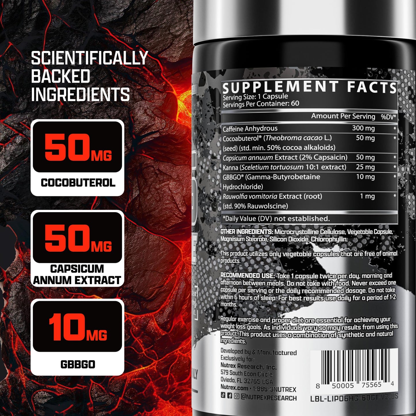 Nutrex Research Lipo-6 Hardcore Energy Dietary Capsules 60 Count