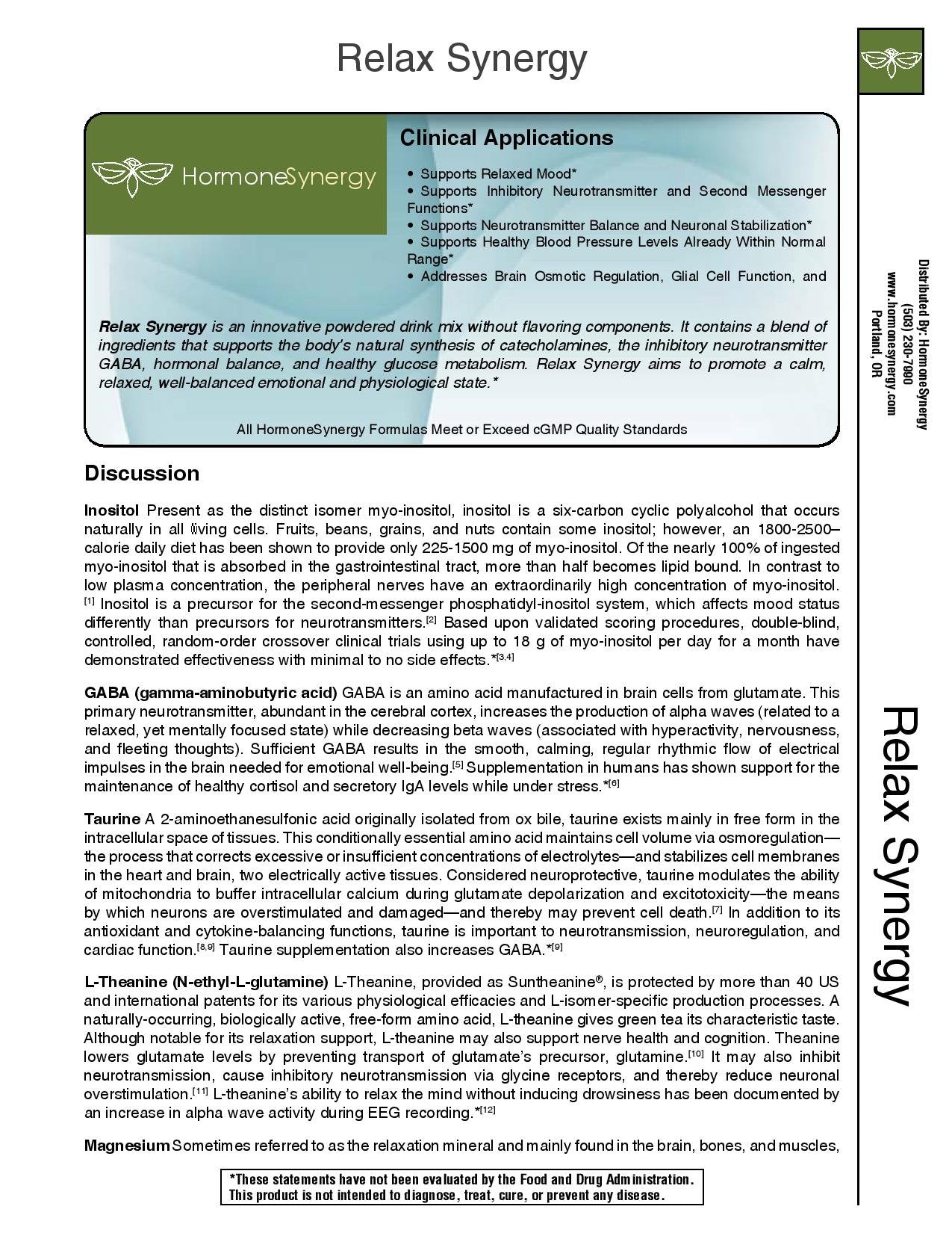 HormoneSynergy Relax Synergy Powder 1