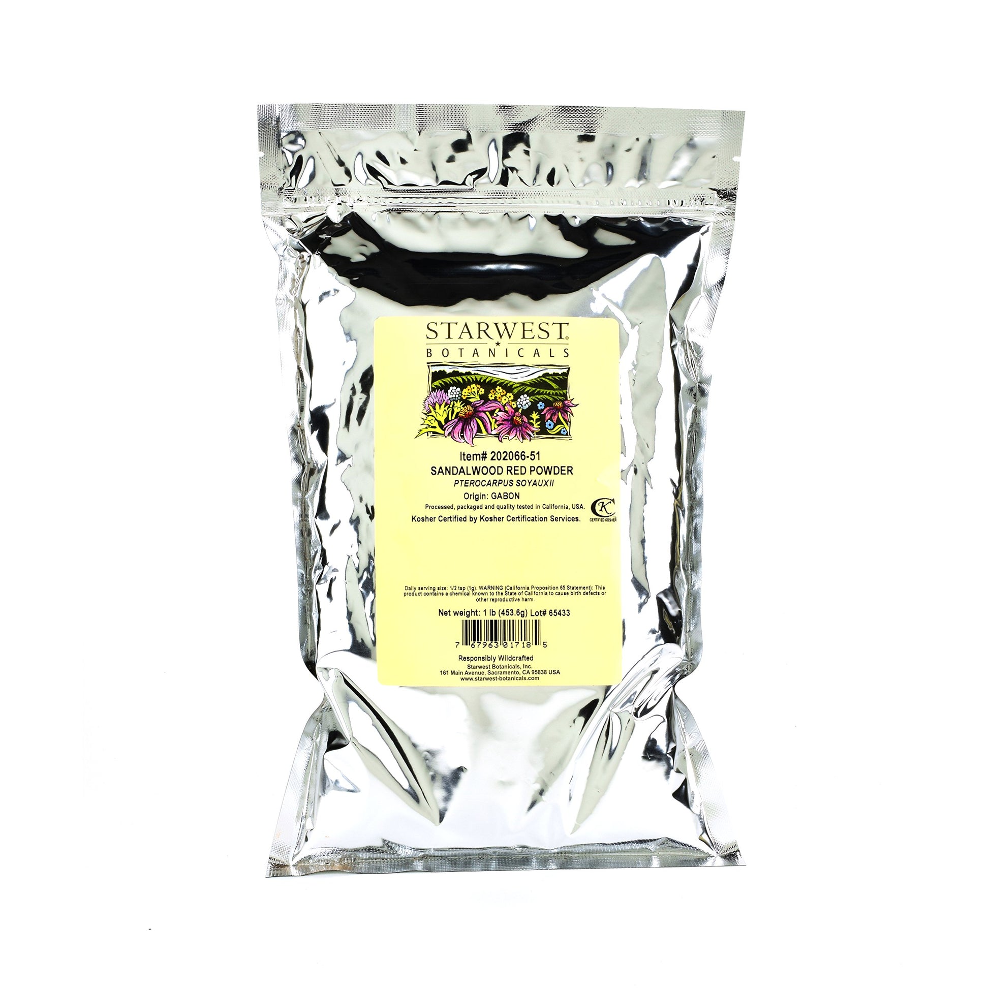 Starwest Botanicals Red Sandalwood Powder Wild Crafted, 16 Ounce