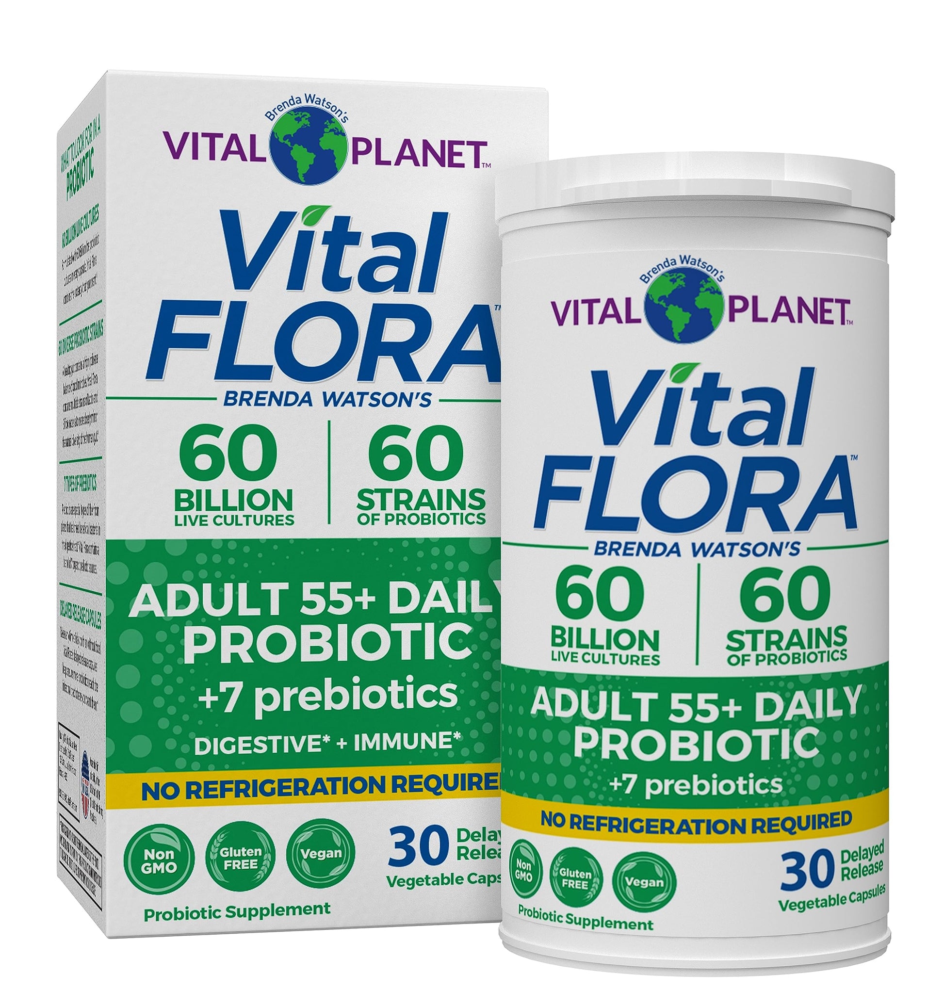 Vital Planet Vital Flora Adults Over 55 Daily Probiotic 60 Billion CFU, Capsule, 30 Capsules