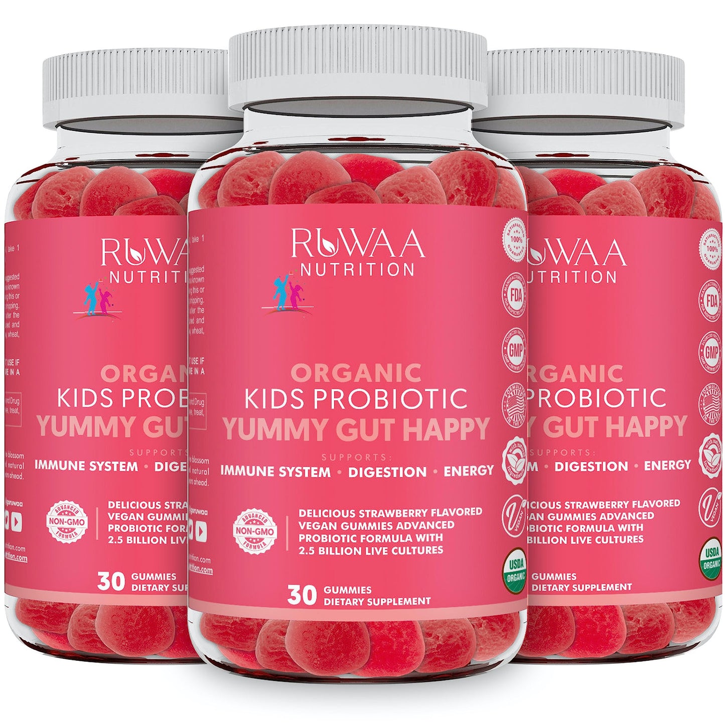 RUWAA NUTRITION Kid Probiotic Gummies for Digestive Health, 30 Count
