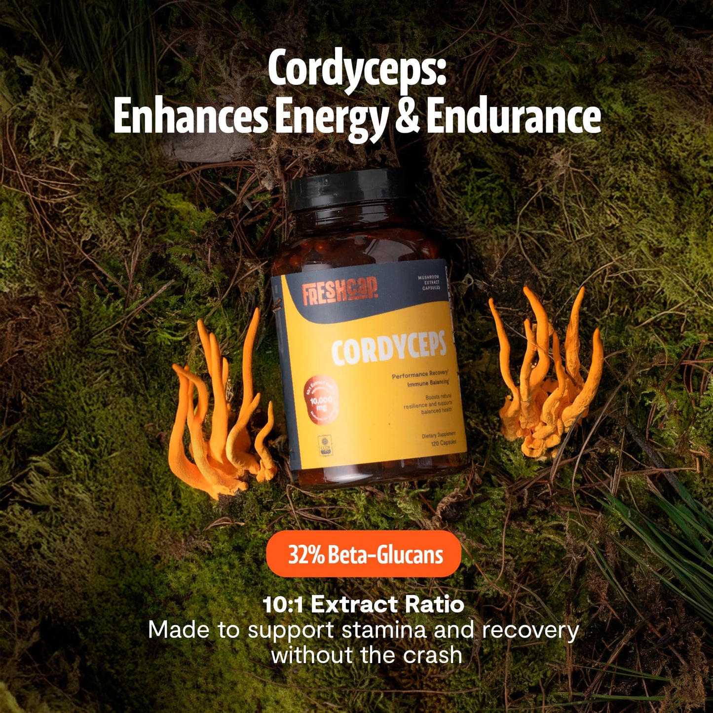FreshCap Mushrooms Cordyceps Capsules 120 Count