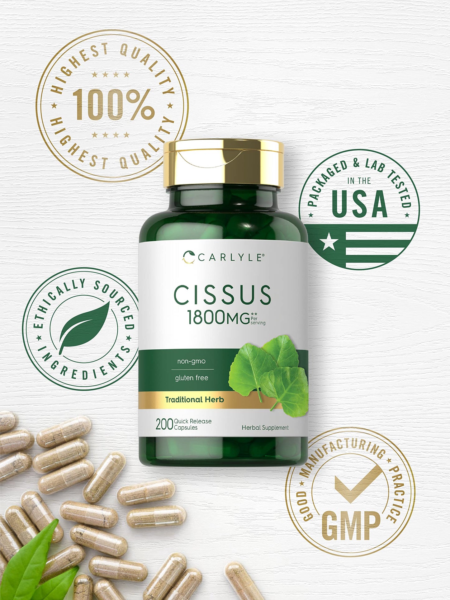 Carlyle Cissus Quadrangularis Capsules, 200 Count