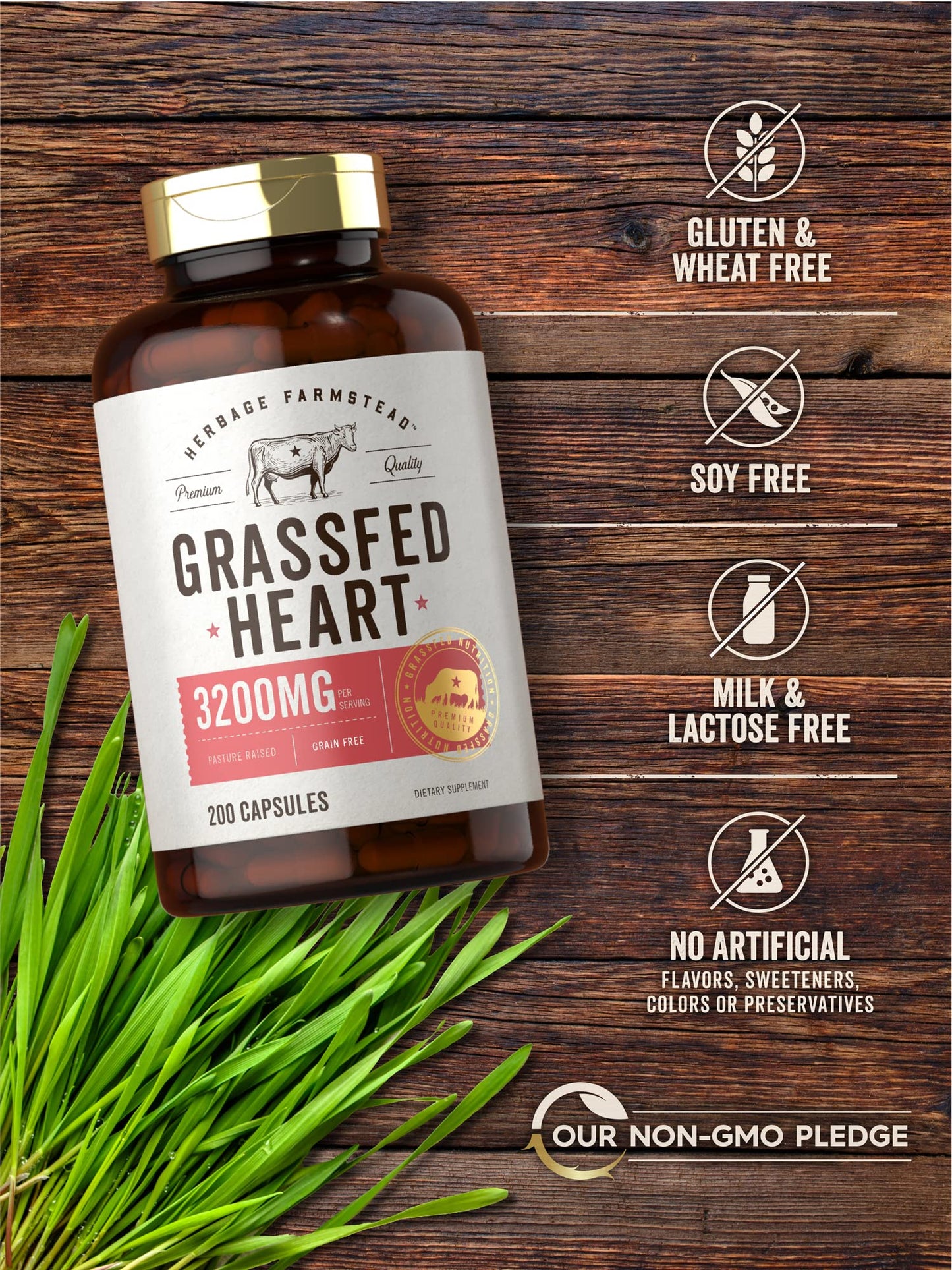 Carlyle Grass Fed Beef Heart Supplement Capsules 200 Count