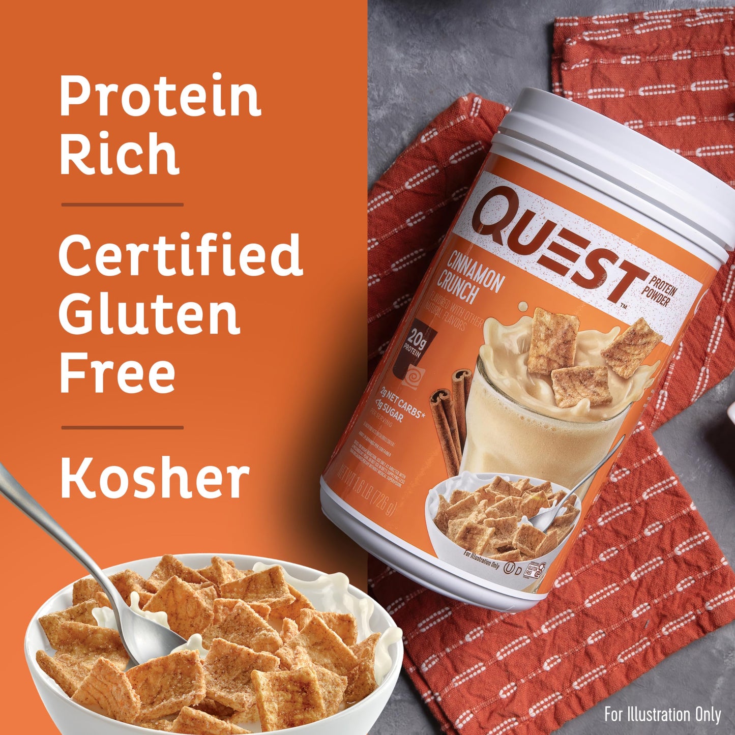 Quest Cinnamon Crunch Protein Powder, 25.6 oz