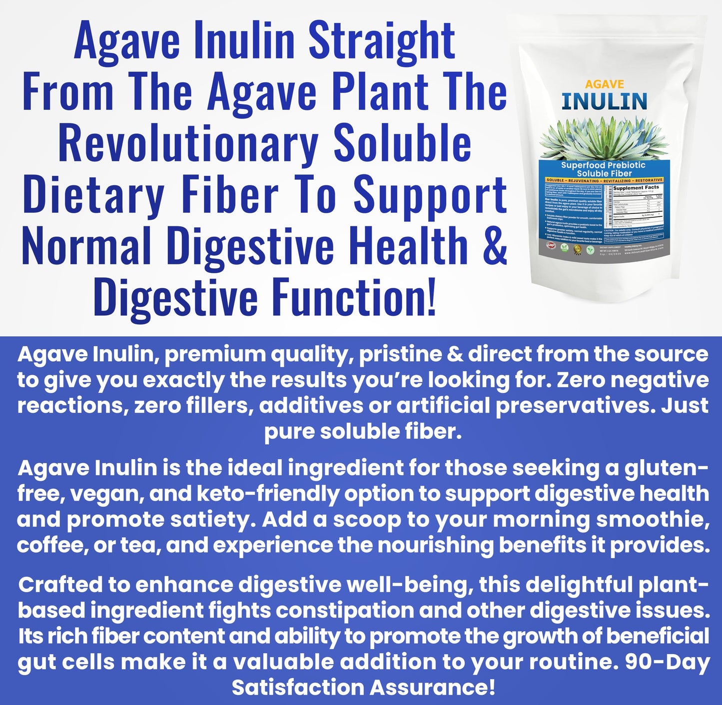 Kidney Restore Organic Inulin Powder, 16 oz, Prebiotic Soluble Fiber