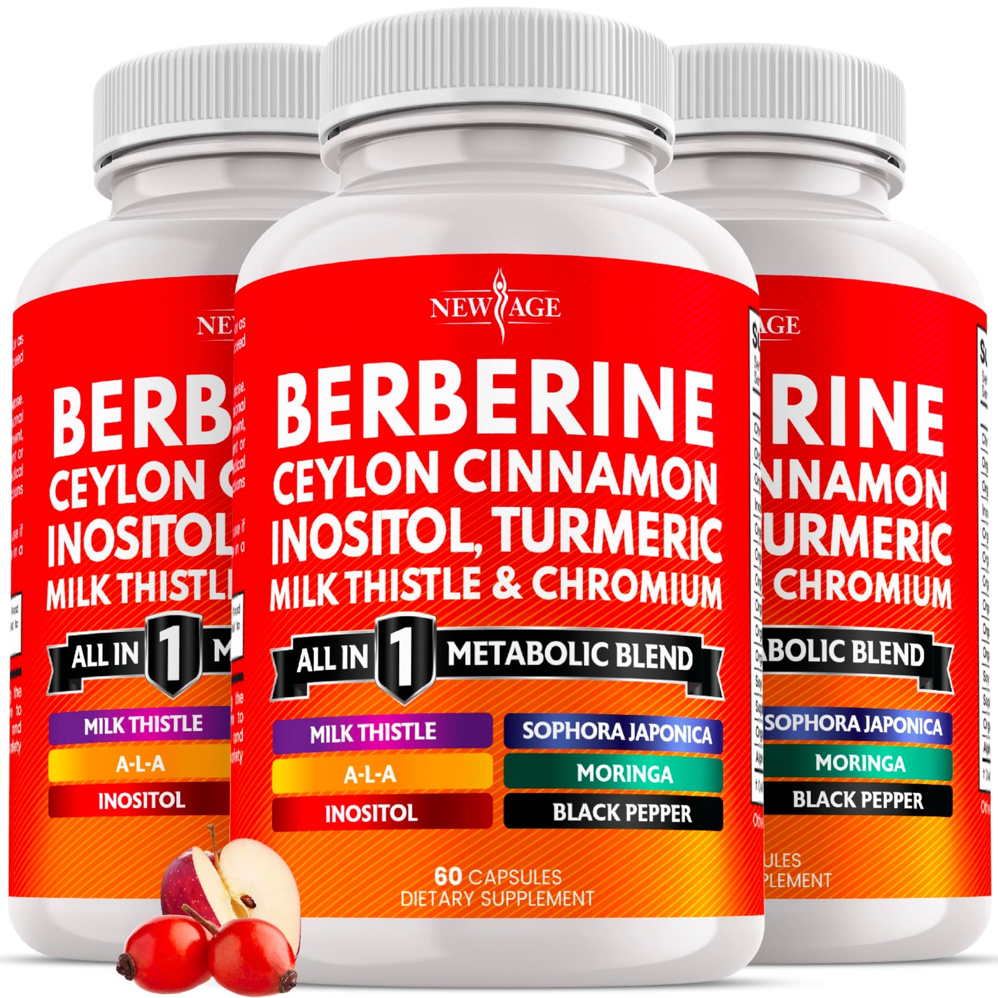 NEW AGE Berberine and Ceylon Cinnamon Supplement Capsule 180 Count