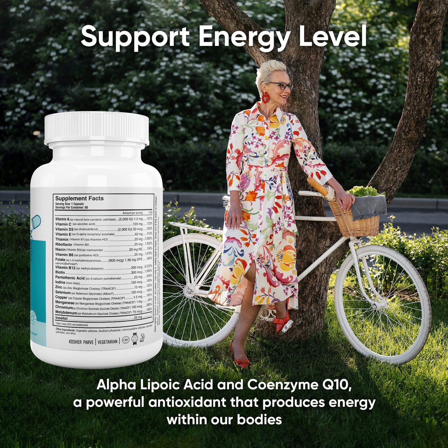 Nutri-Supreme Research Active 50 Plus CoQ10 Lutein ALA Turmeric Capsules, 120 Count