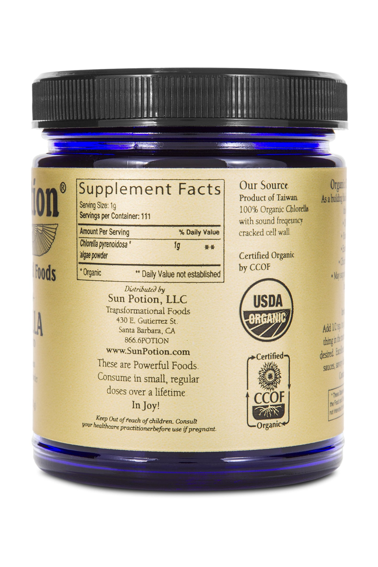 Sun Potion Chlorella Powder – Cracked Cell Wall Freshwater Microalgae, Chlorophyll-Rich Green Superfood, Plant-Based Protein, Detox Support, Nutrient-Dense Supplement 1 Count