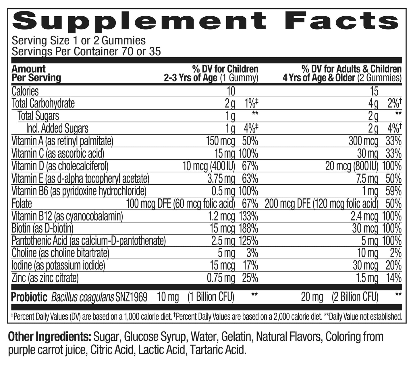 OLLY Kids Multivitamin & Probiotic Gummy, Digestive Support, Vitamins A, D, C, E, B, Zinc, Chewable Supplement, Berry Flavored, 35 Day Supply - 70 Count