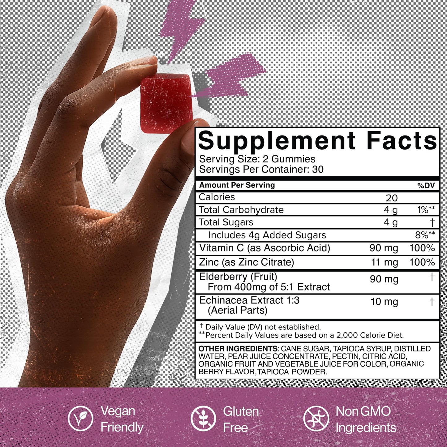 SAM+LEO Immunity Gummies with Elderberry, Echinacea, Zinc & Vitamin C – 60 Count