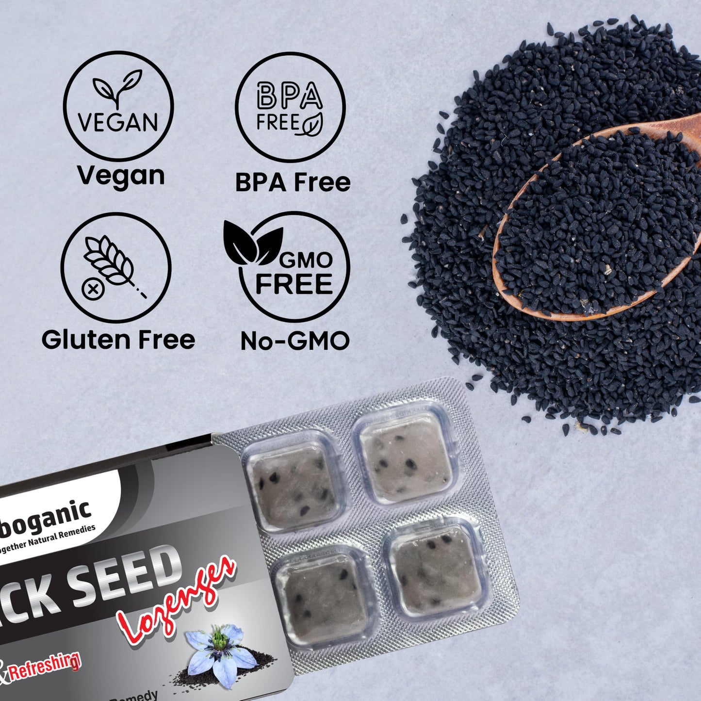 HERBOGANIC Black Seed Lozenges Tablet, 120 Tablets