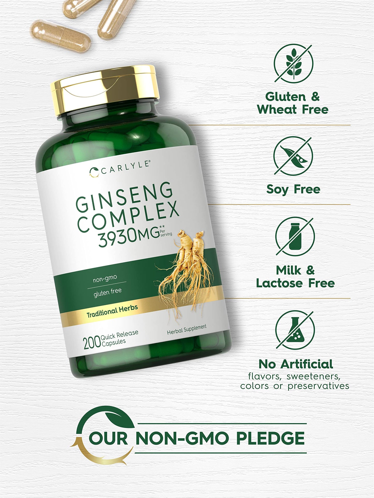 Carlyle Ginseng Complex Capsules, 200 Capsules