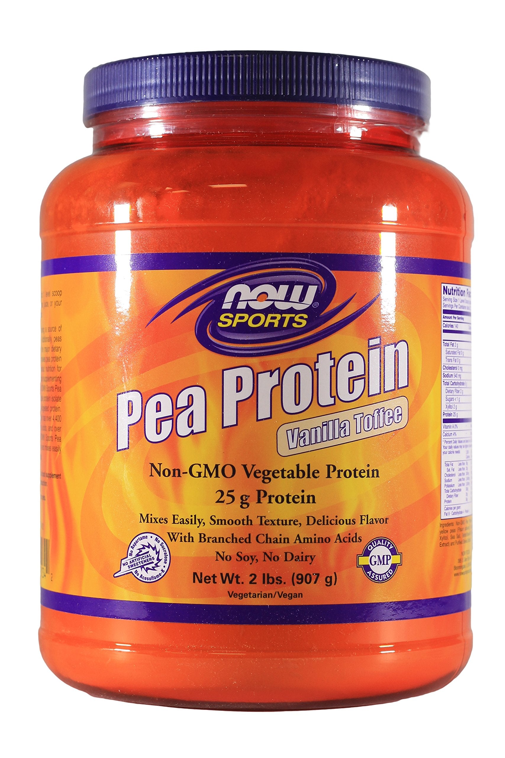NOW Foods Pea Protein Powder Vanilla Toffee, 64 Servings