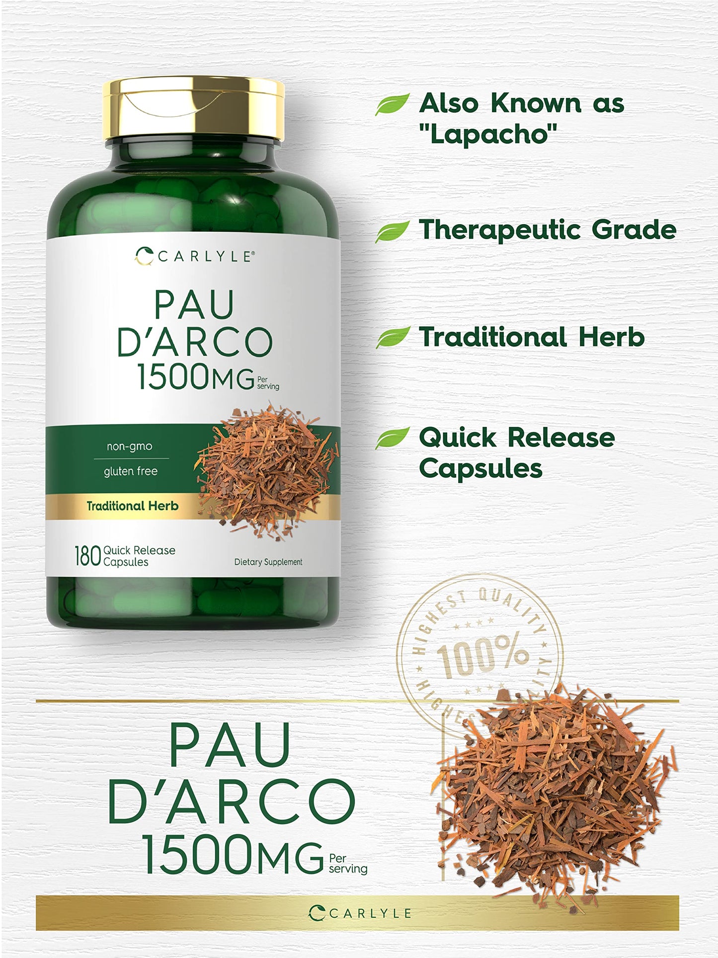 Carlyle PAU D'Arco Capsules 180 Count