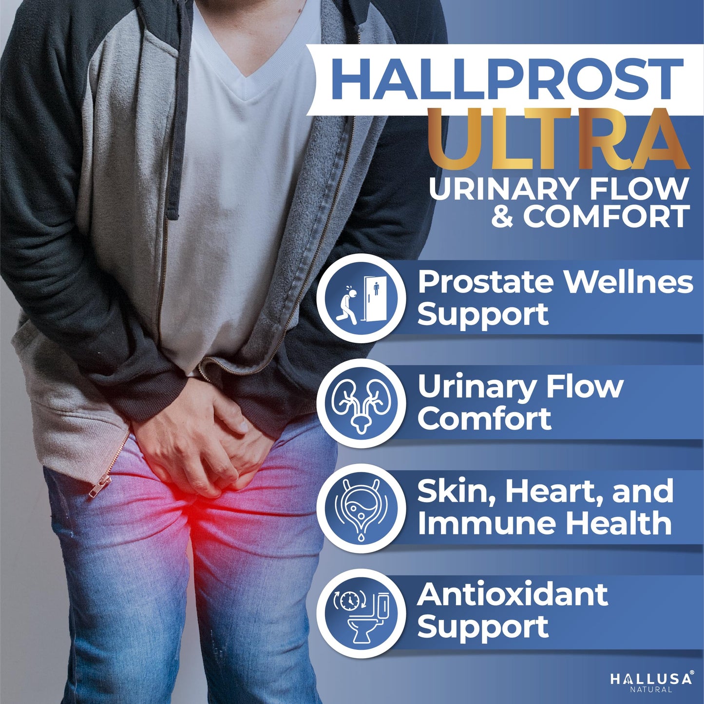 Hallusa Natural HALLPROST Ultra Prostate Health Urinary Tract & Bladder Support Capsule, 120 Capsules