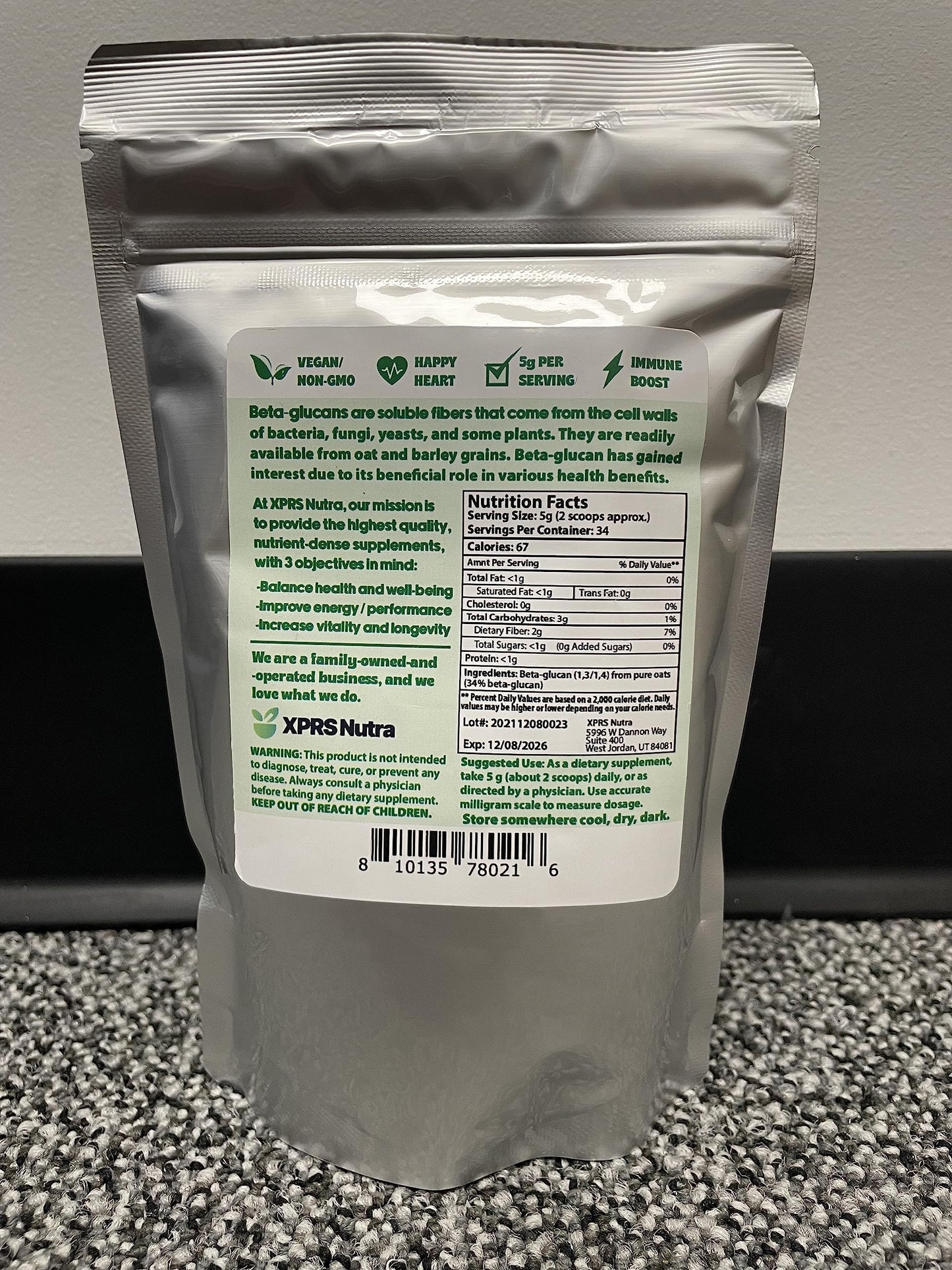 XPRS Nutra Oat Beta Glucan Powder, 6 Ounce