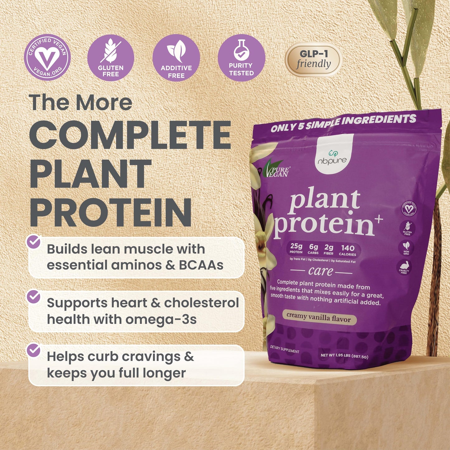 nbpure Plant Protein+ Vegan Pea Protein Powder Vanilla 29.5 Servings