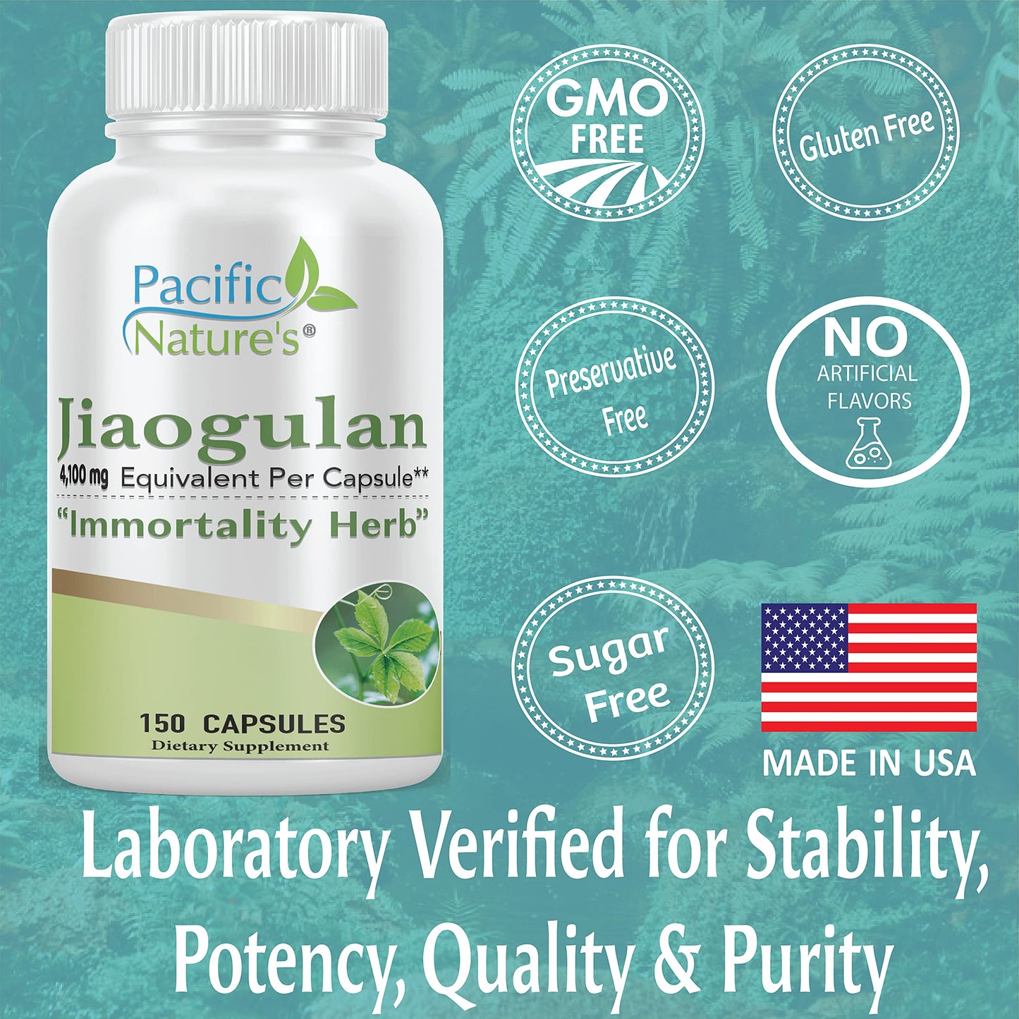 Pacific Nature's Jiaogulan Herbal Supplement Capsules, 1 Count