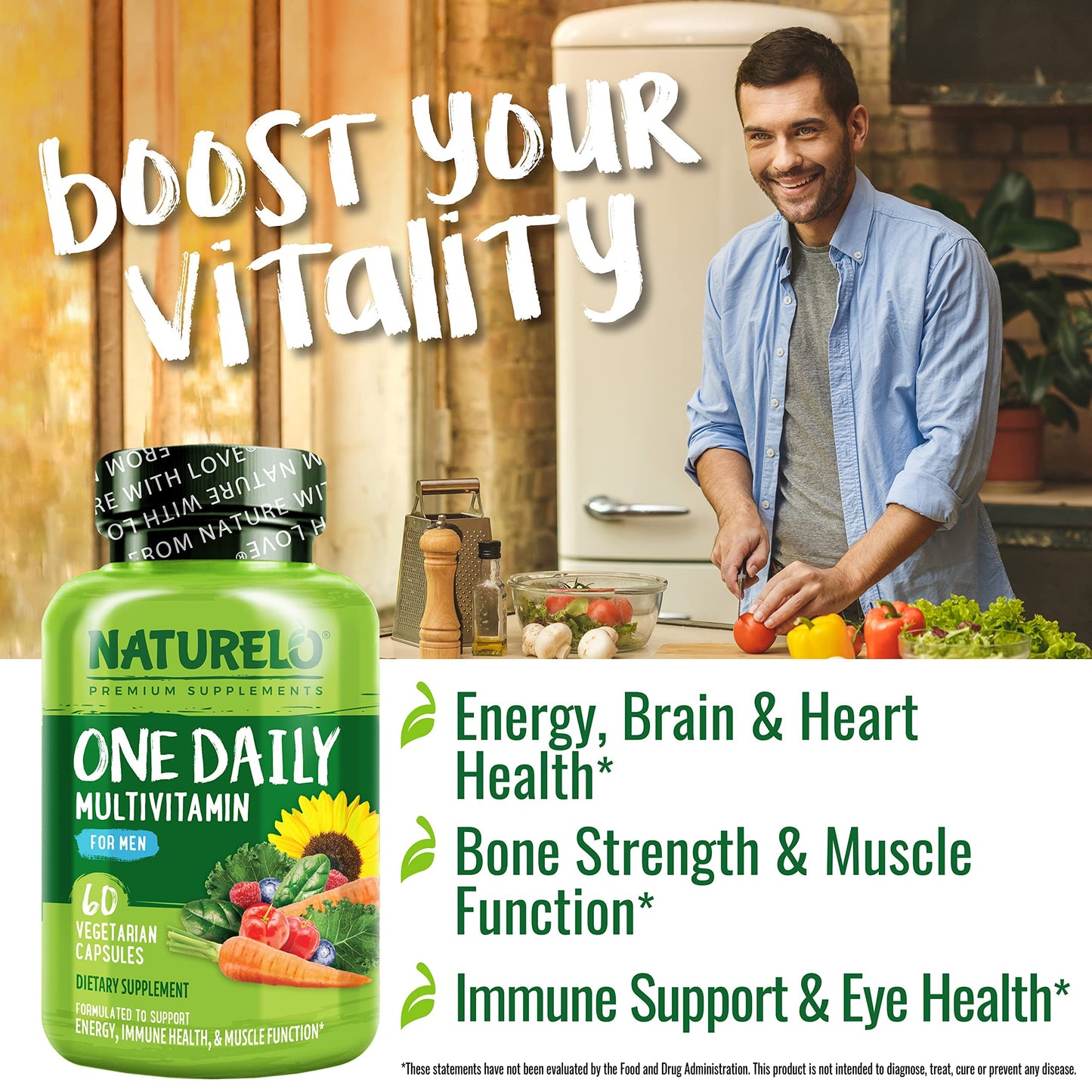 NATURELO Men's Multivitamins Capsules 60 Count