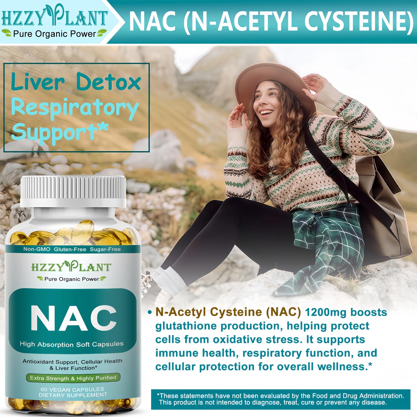 HZZYPLANT NAC Softgels 1200mg 60 Count