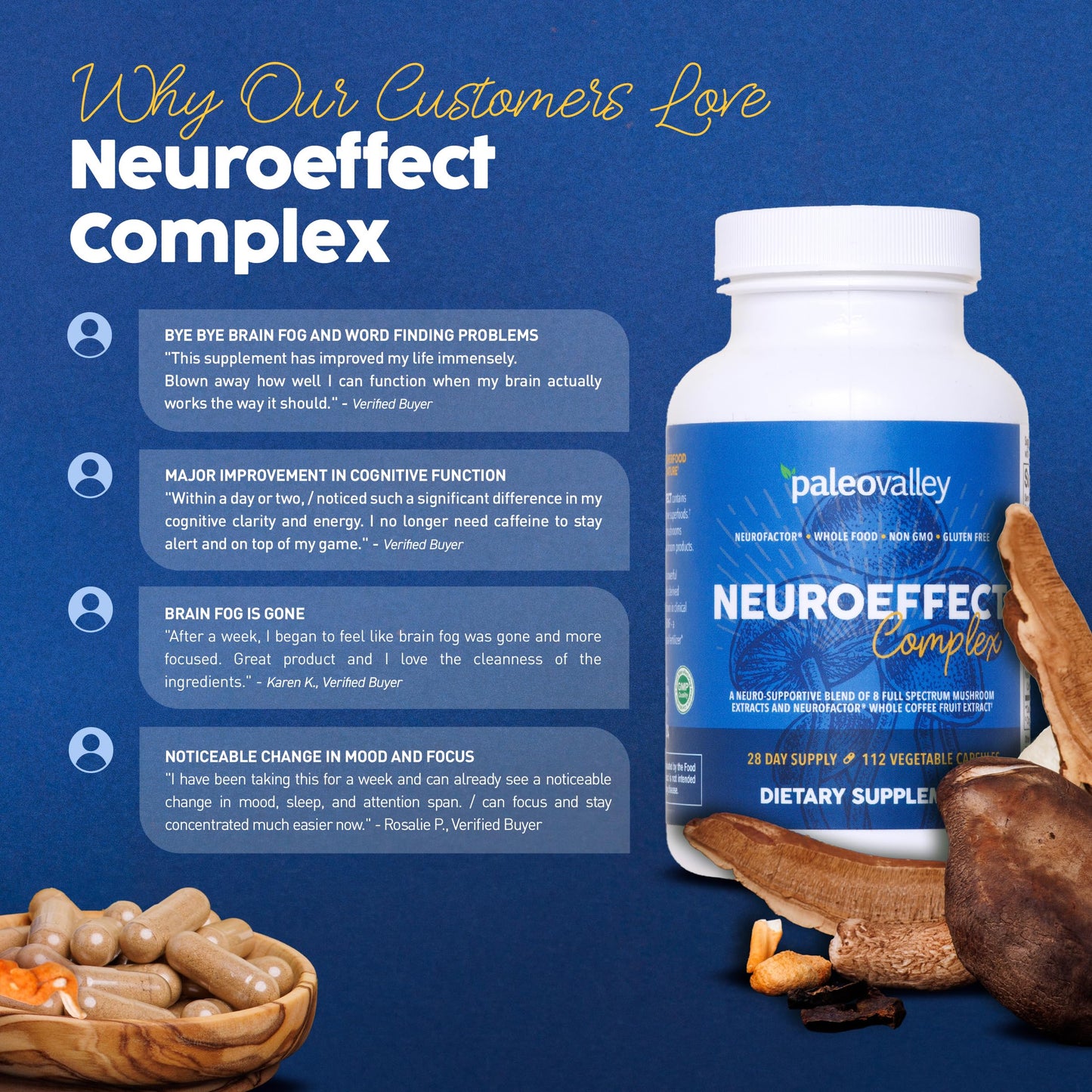 Paleovalley Mushroom Supplement NeuroEffect 8 Real Mushrooms 112 Capsules