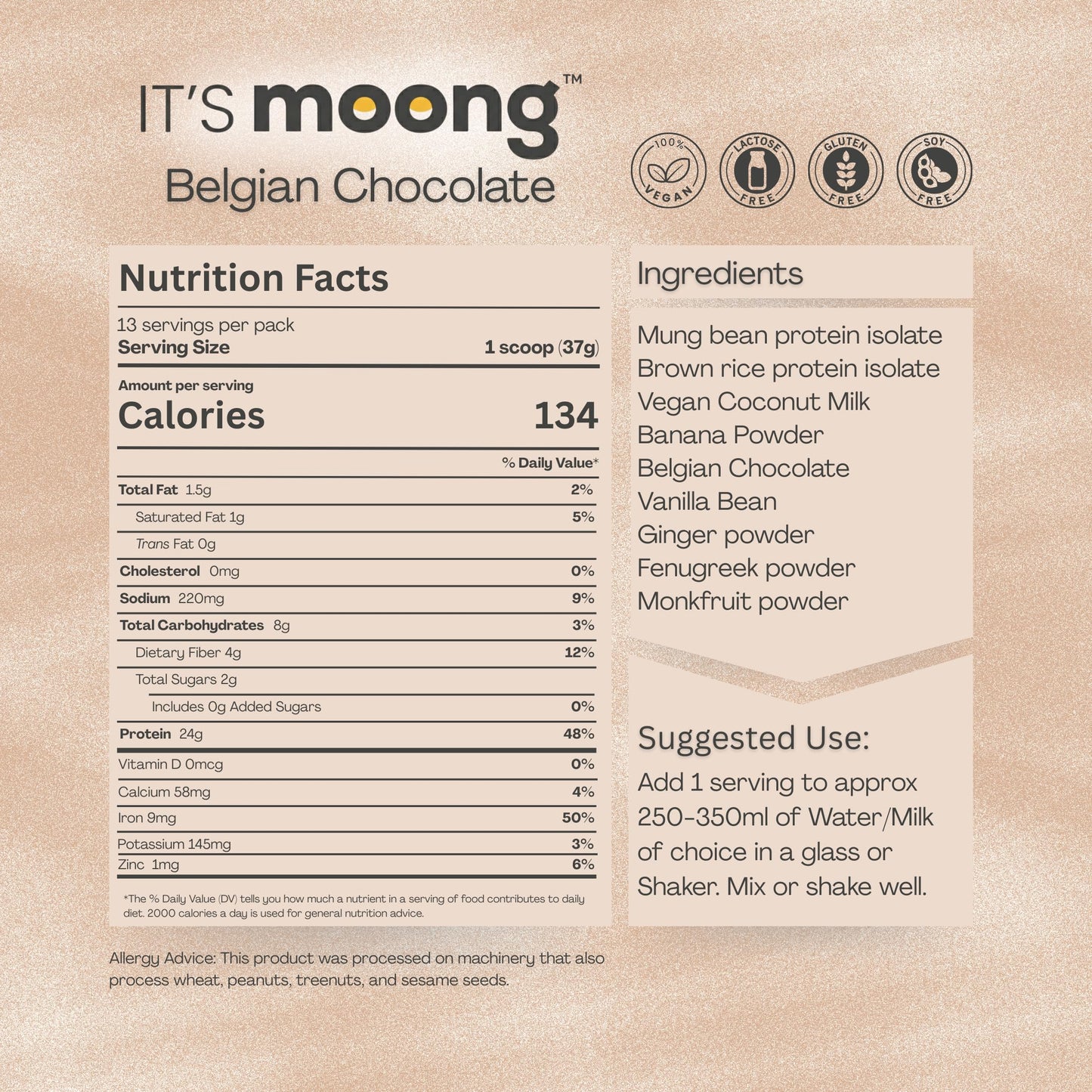 IT'S moong healthy protein Plant Protein Powder, Belgian Chocolate, 17.64 oz