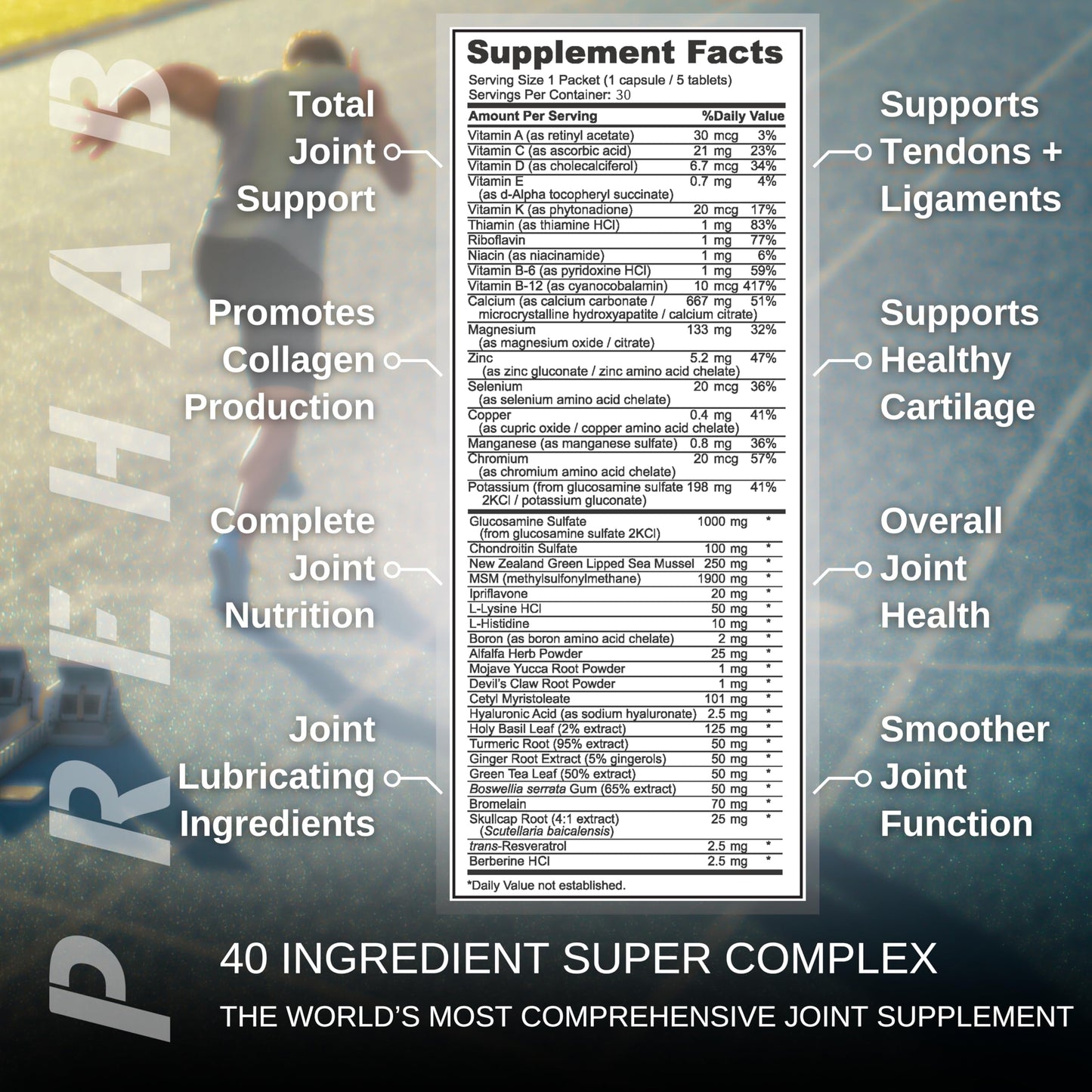 PREHAB Tendon Ligament Total Joint Support Tablet, 180 Count