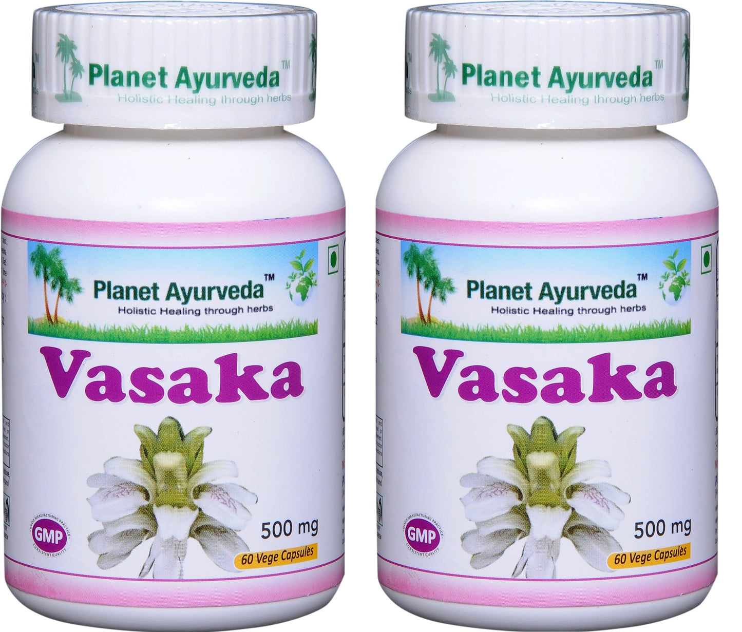 Planet Ayurveda Vasaka 500mg Veg Capsules, 2 Bottles