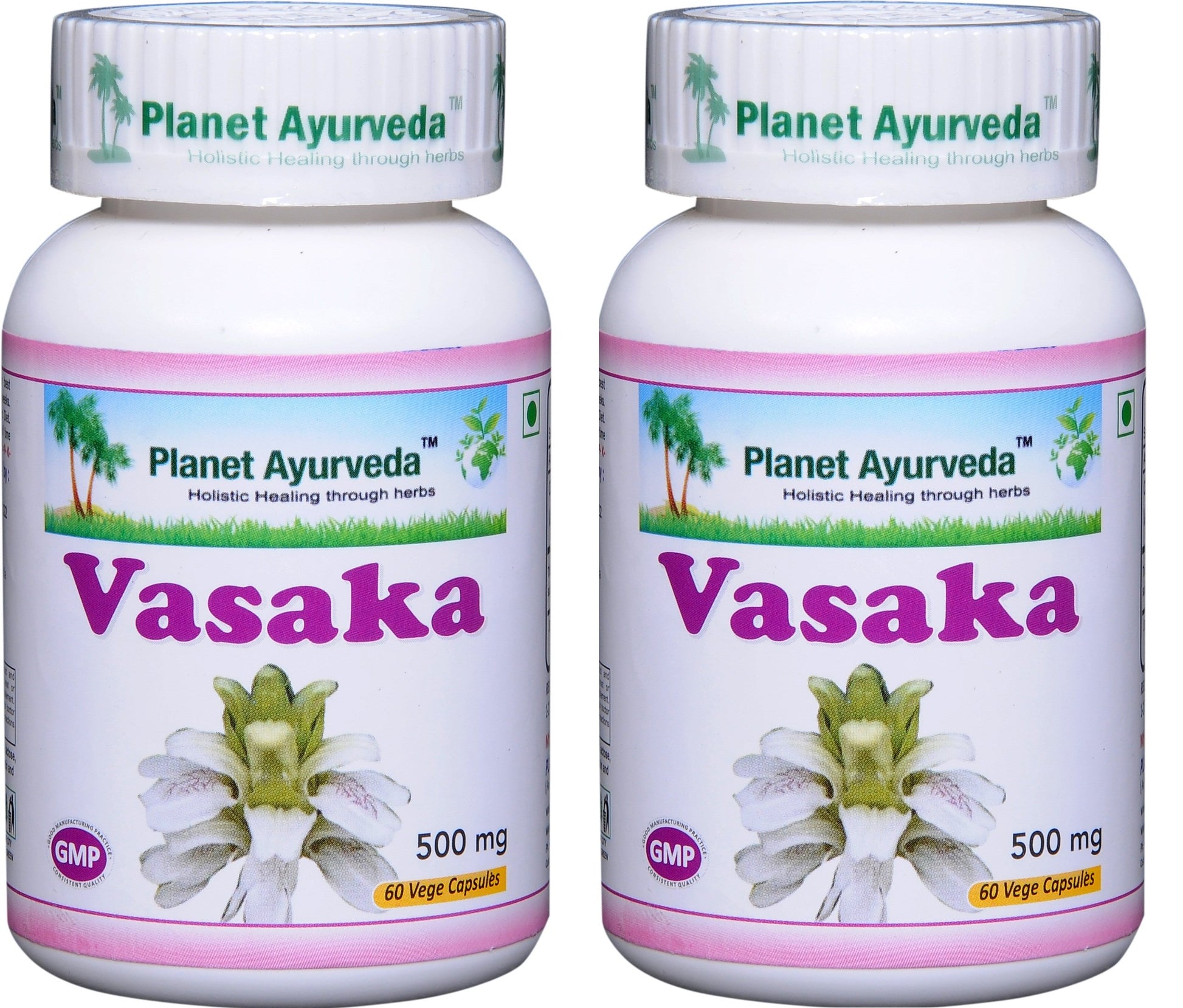 Planet Ayurveda Vasaka 500mg Veg Capsules, 2 Bottles