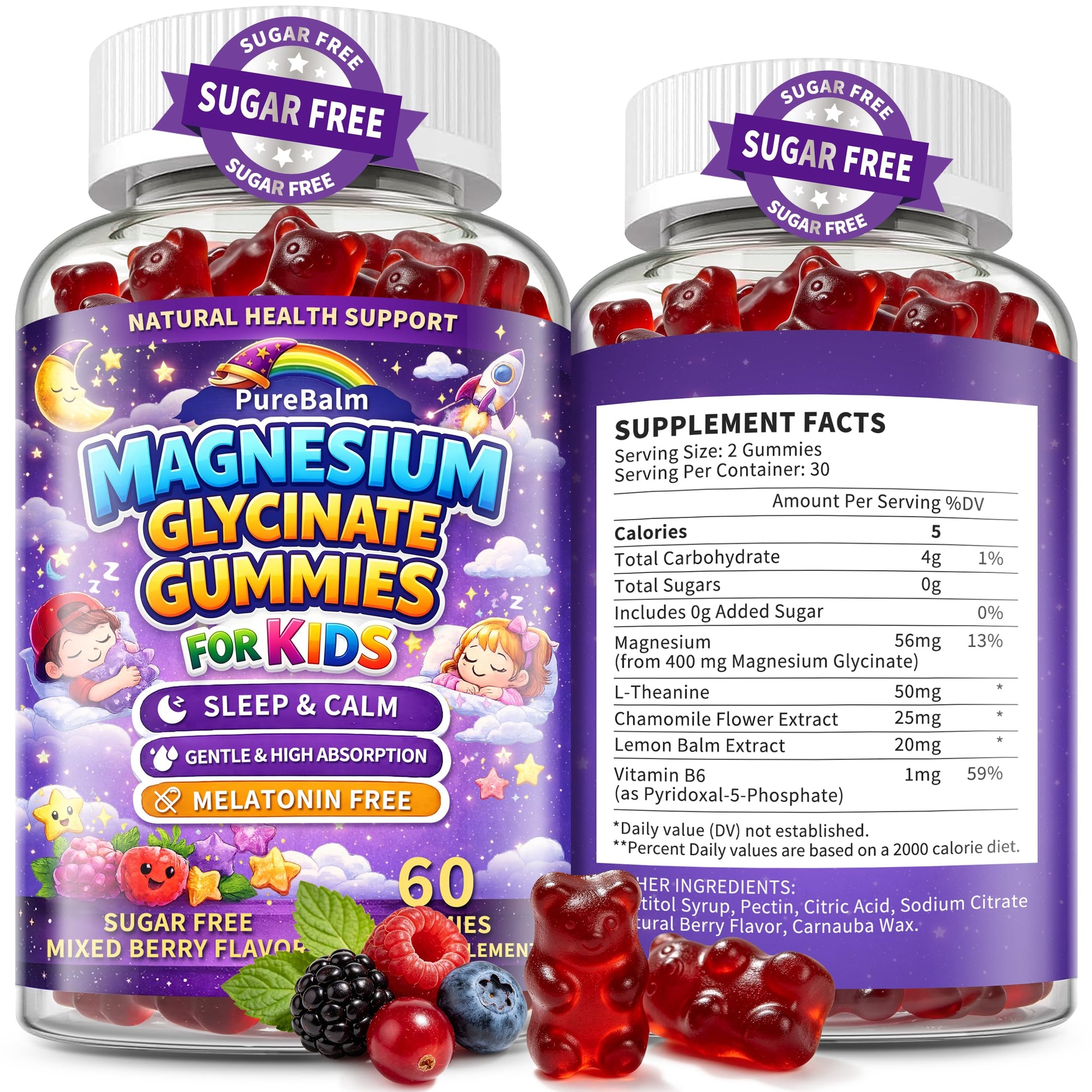 PureBalm Magnesium Glycinate Gummies 400mg, 120 Gummies