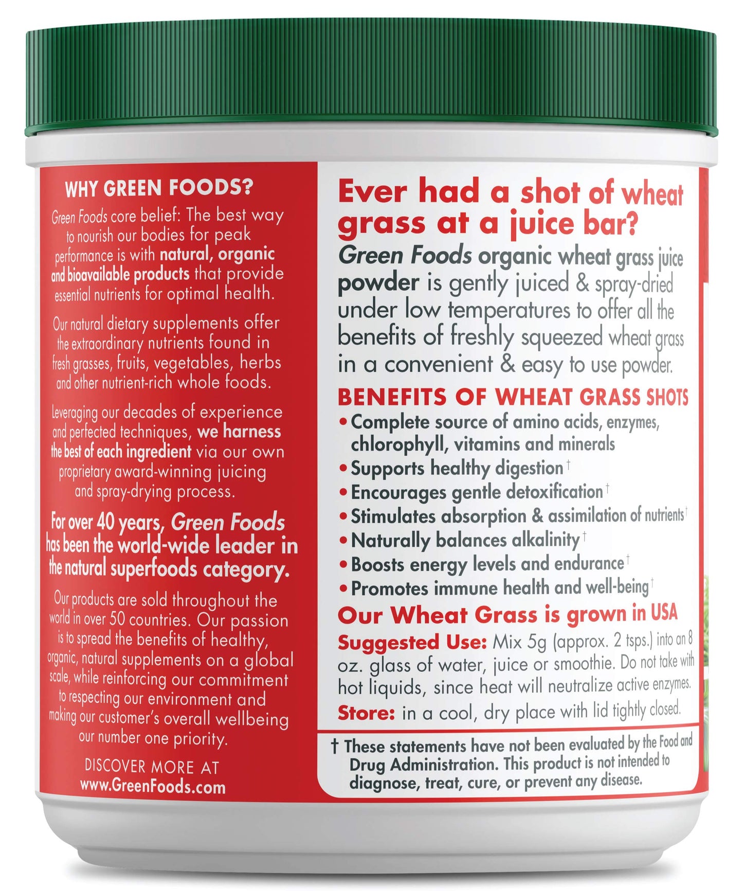 Green Foods Wheat Grass Shots Powder 5.3 oz