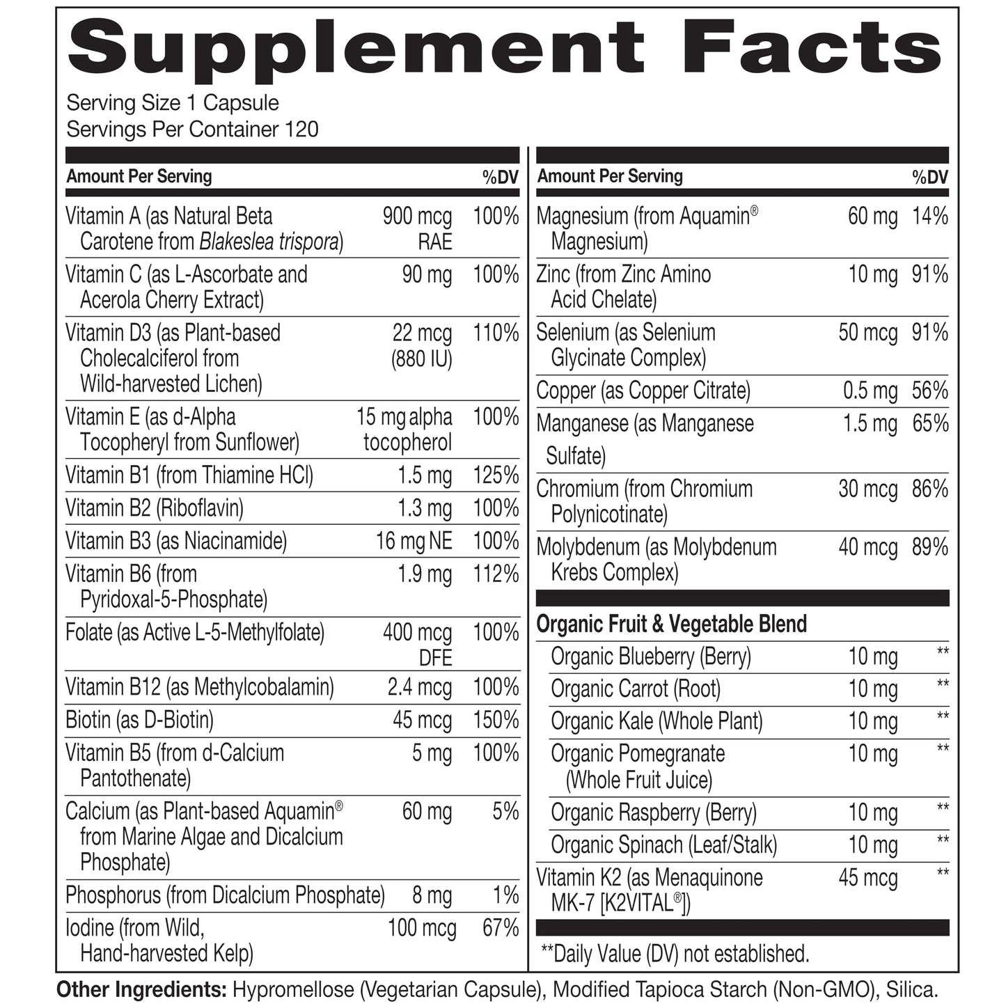 Naturelo One Daily Multivitamin for Women 50+ (Iron Free) Capsules 120 Count