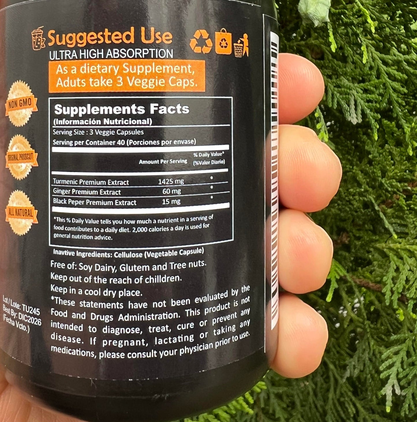 Alkaline Care Shop Turmeric Curcumin Supplement 1500mg with Organic Turmeric, Ginger & Black Pepper Capsule 1 Count
