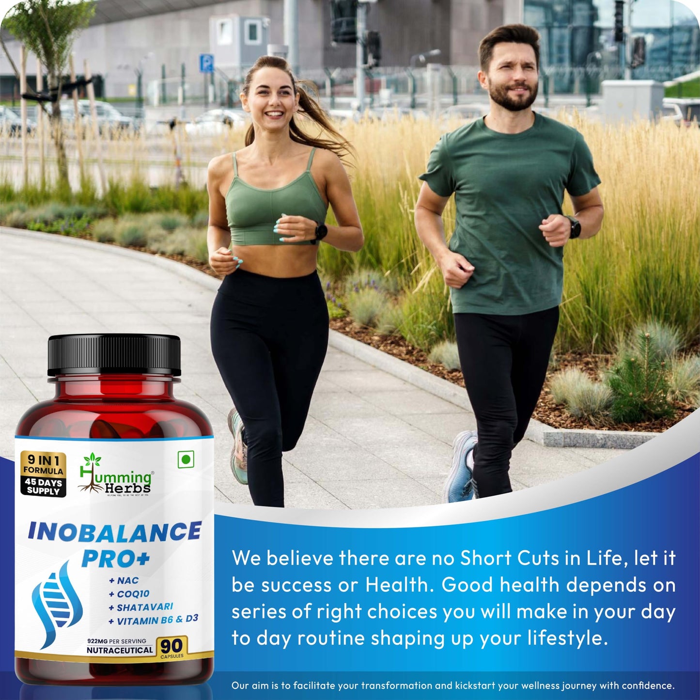 Humming Herbs INOBALANCE PRO+ Myo-Inositol with NAC, CoQ10, Shatavari, Zinc, Vitamin B6 & D3, 922 mg per Serving, 90 Capsules
