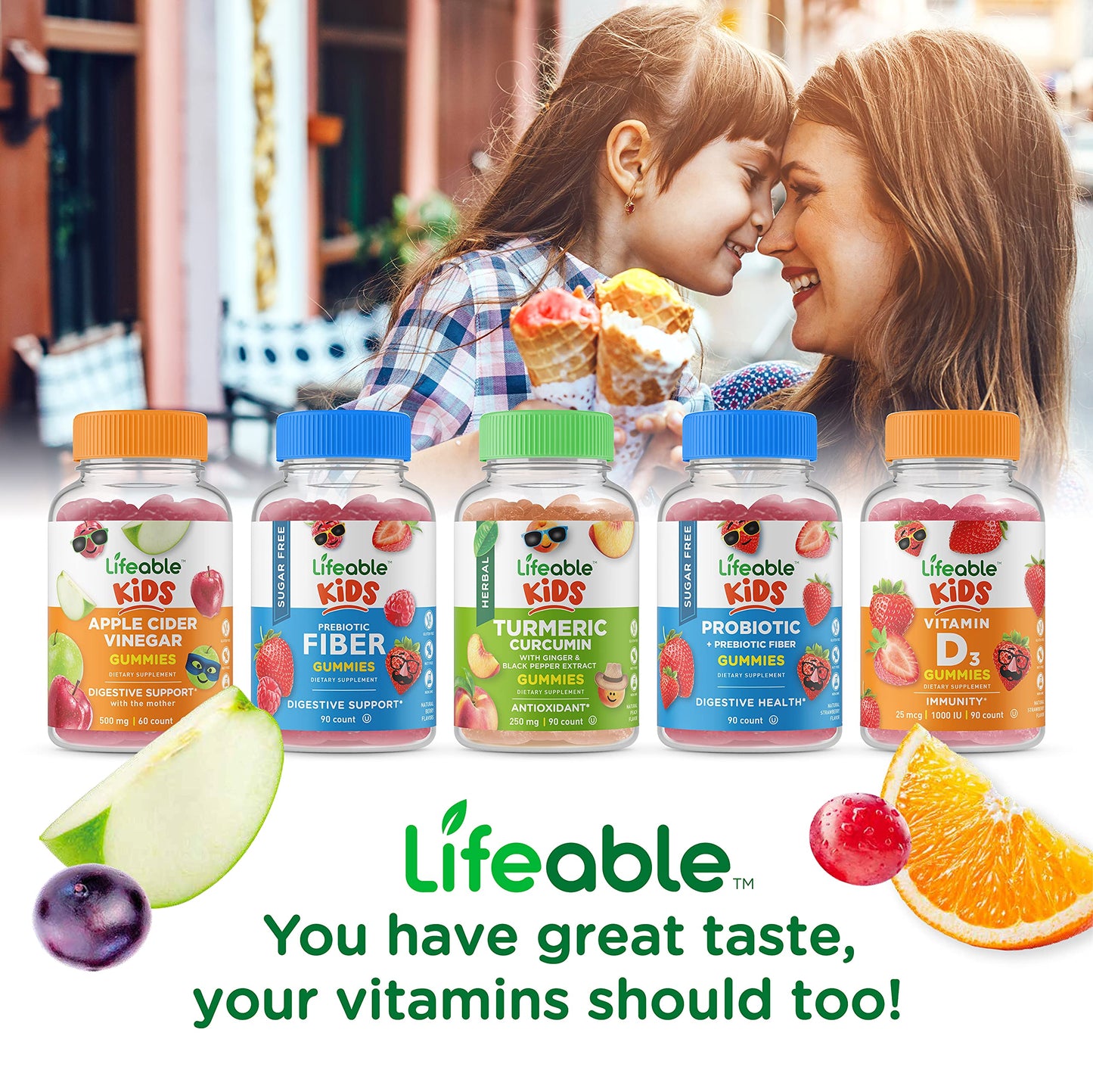 Lifeable Probiotic 2 Billion CFU Kids + Zinc 25mg Kids, Chewable Gummy, 180 Gummies
