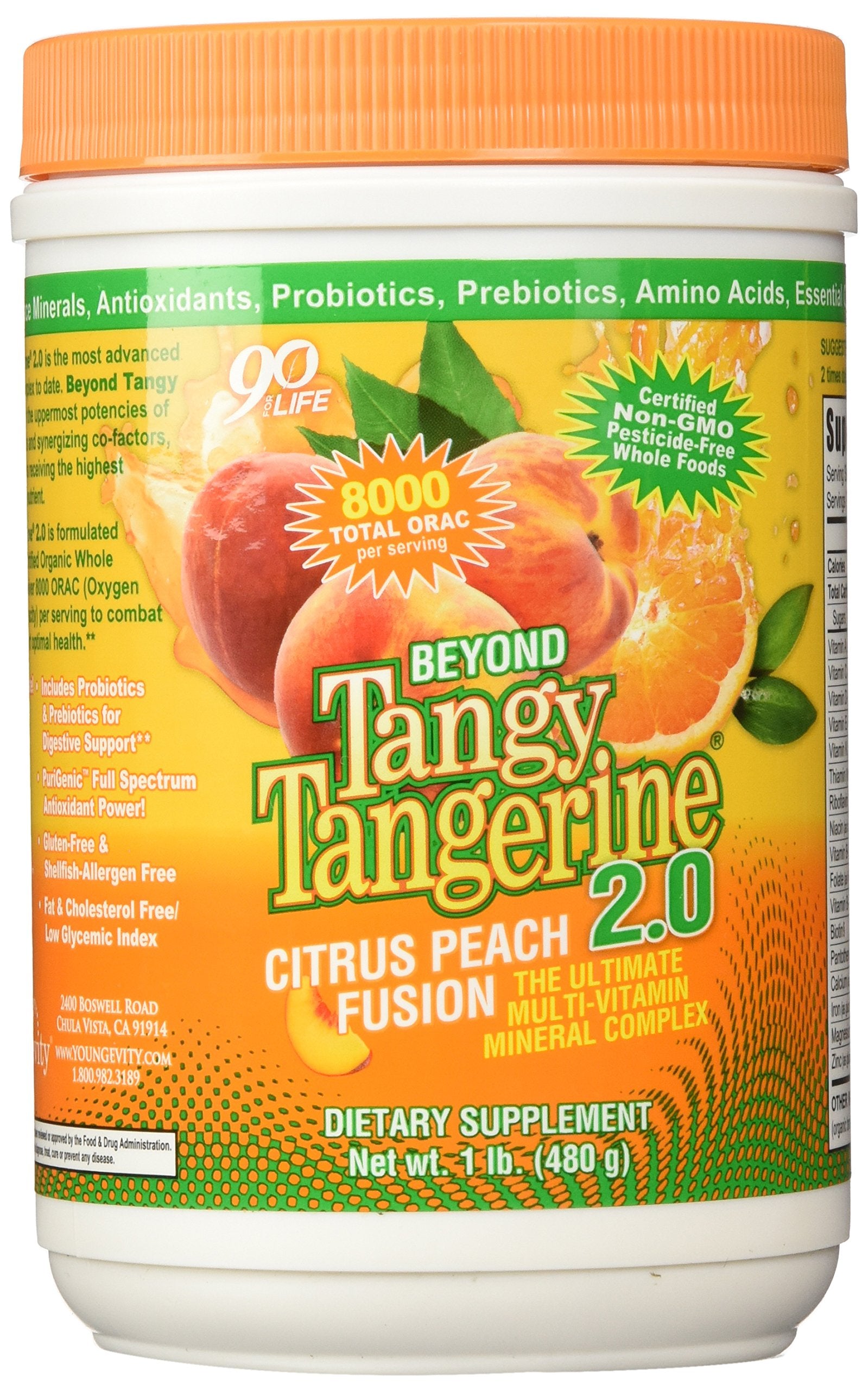 Youngevity Beyond Tangy Tangerine 2.0 Citrus Peach Fusion Powder 16 Ounce
