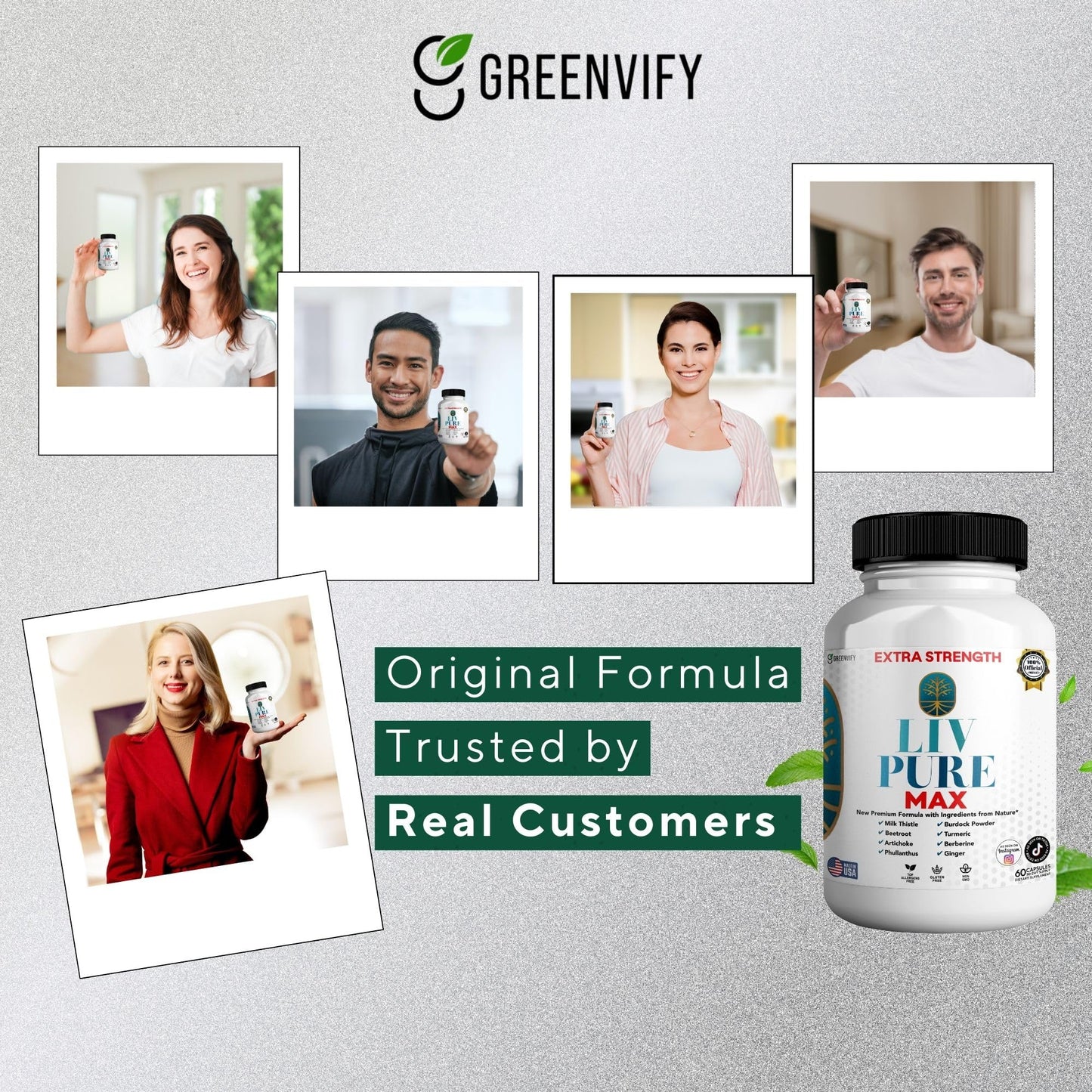 GREENVIFY Liv Pure Max Extra Strength Liver Support Supplement 60 Capsules