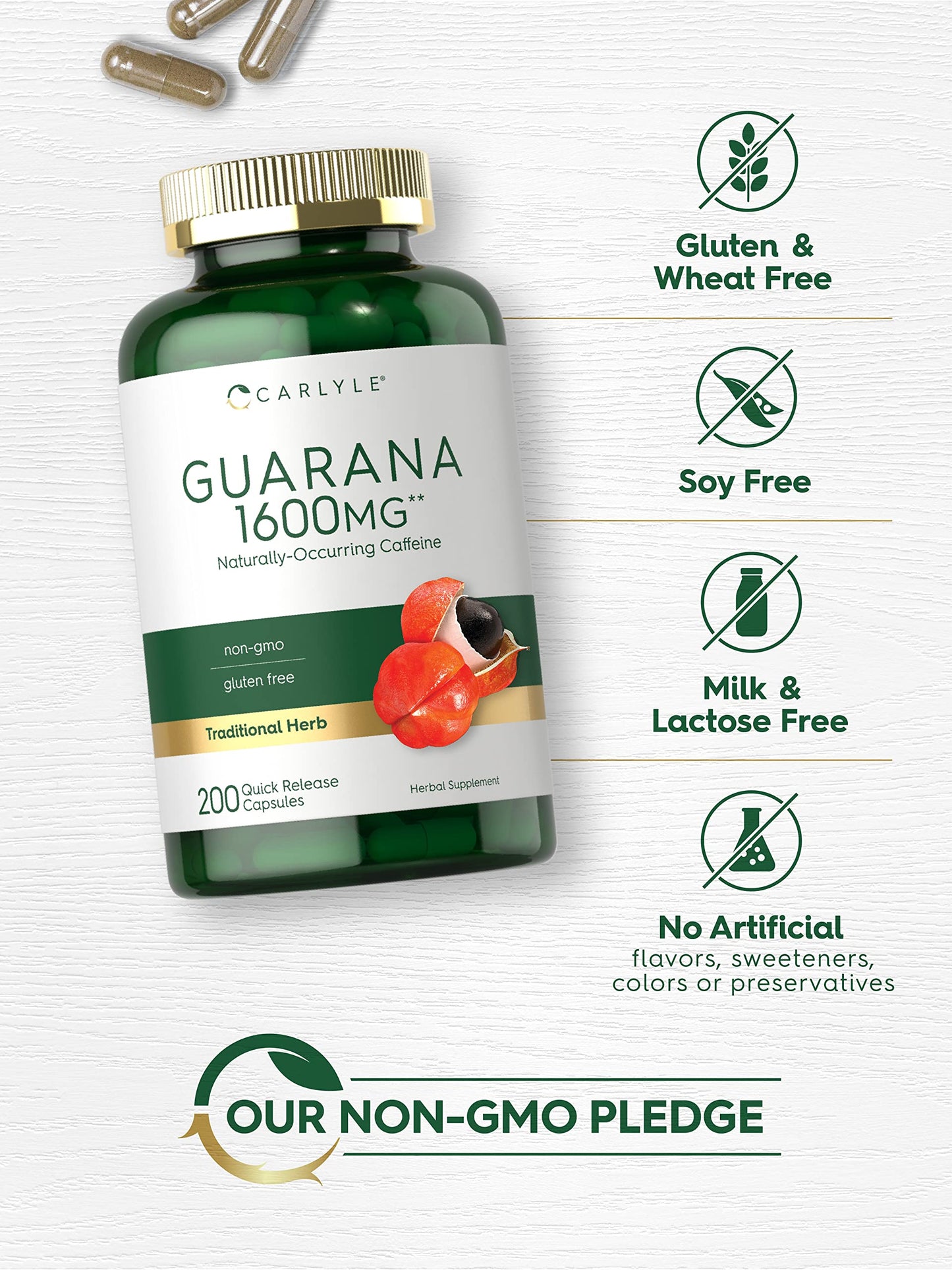 Carlyle Guarana Extract Capsules 200 Count
