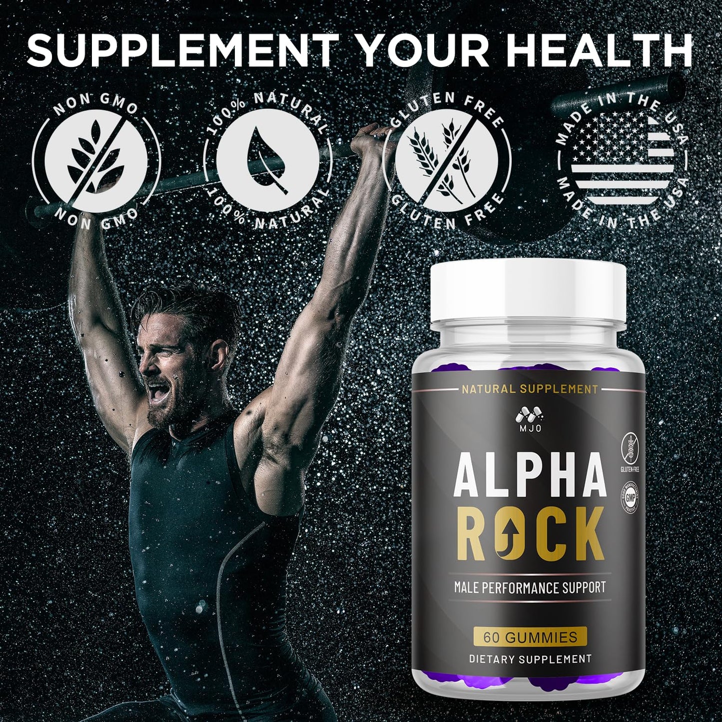 MJO Alpha Rock Gummies for Men Chewable 60 Count