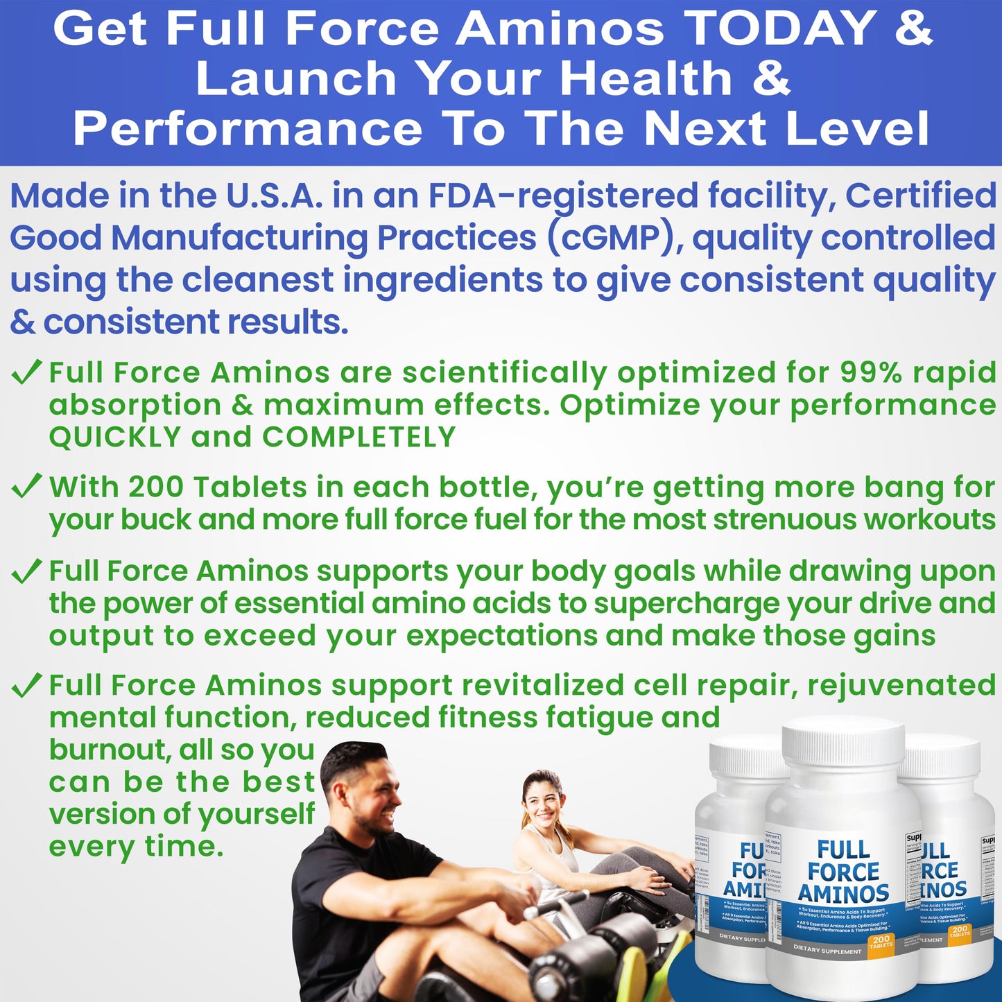 Kidney Restore Full Force Amino Acid Supplement Tablets 200 Count