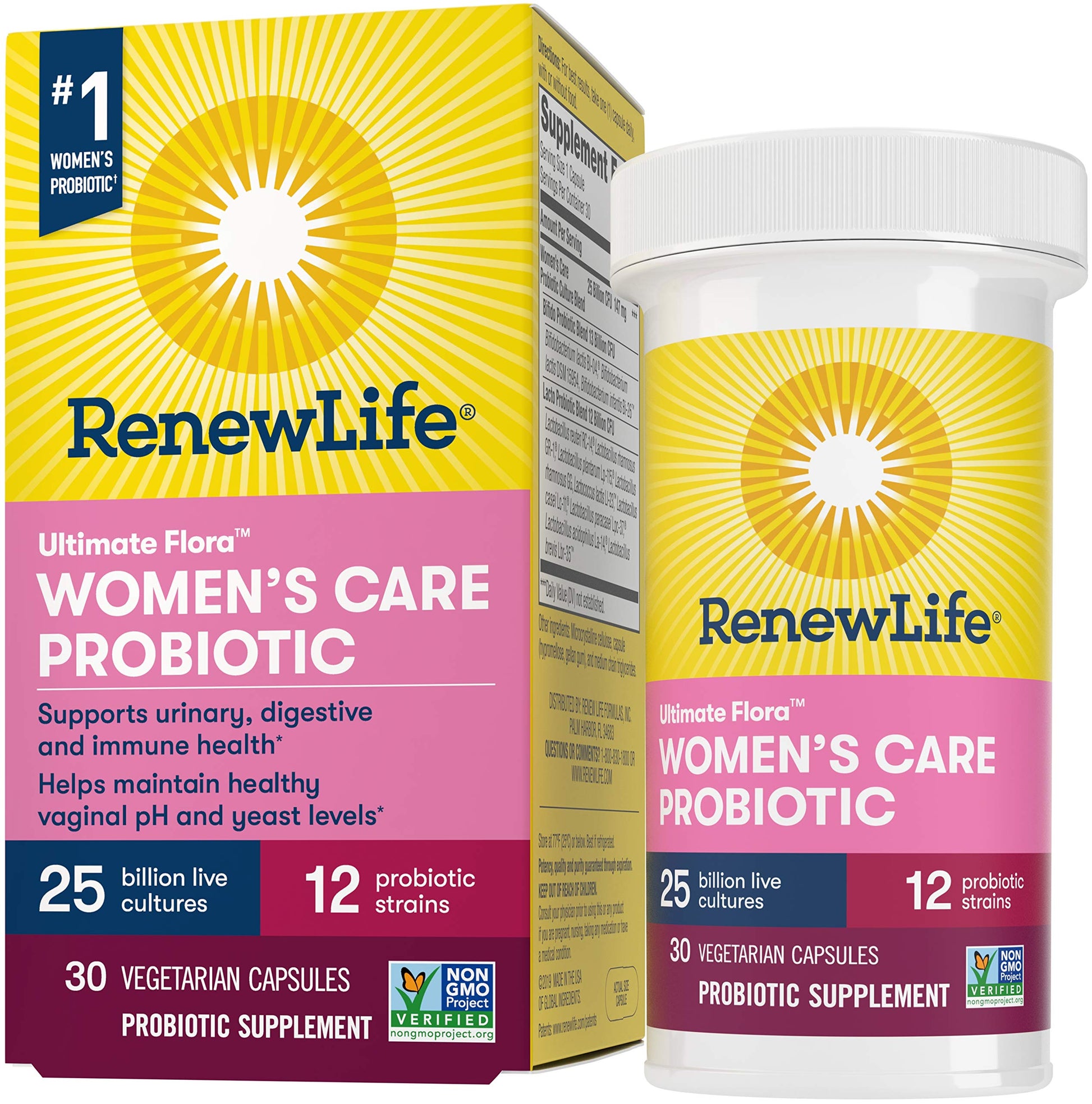 Renew Life Women's Probiotic - Ultimate Flora Probiotic Women's Care, Shelf Stable Probiotic Supplement - 25 Billion - 30 Capsules
