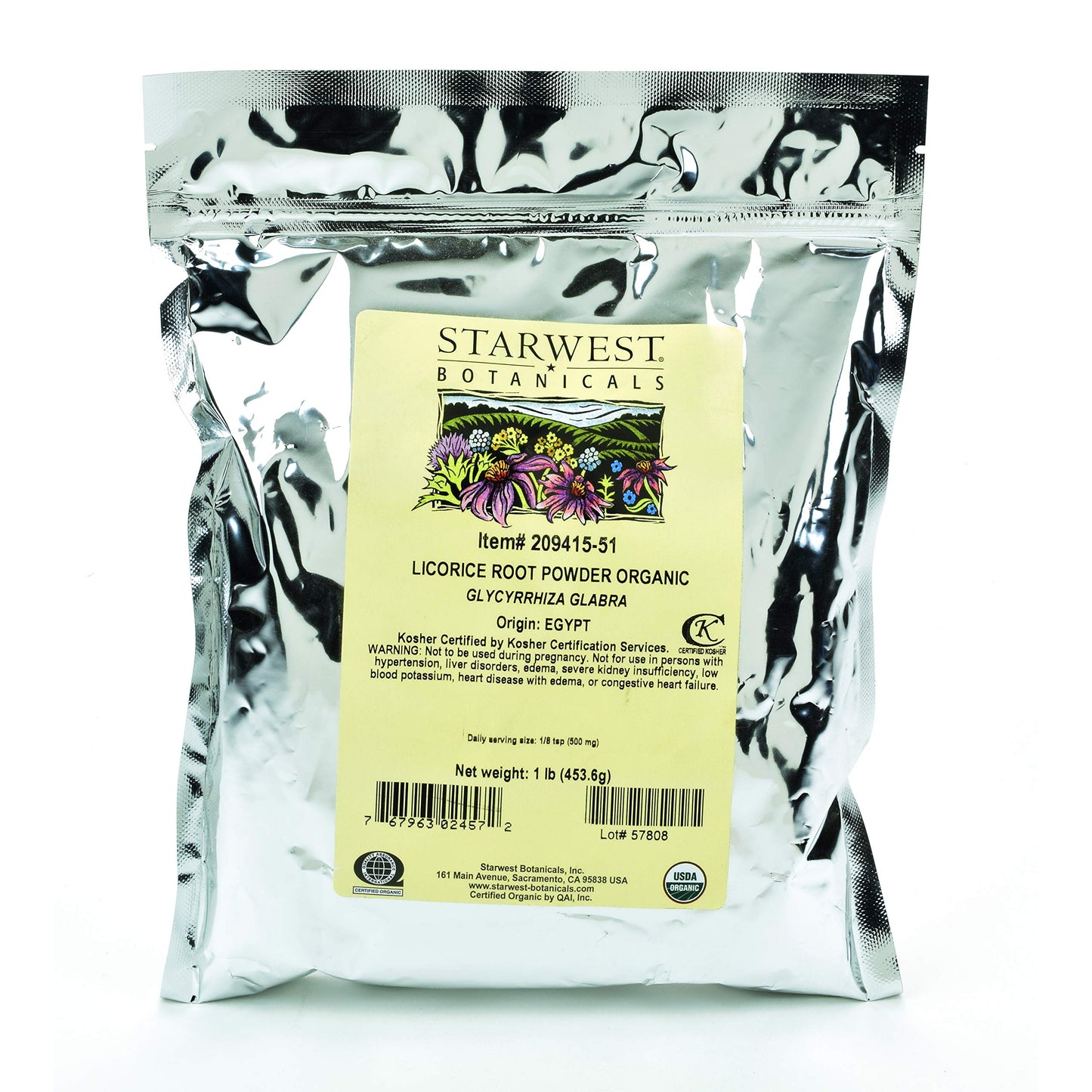 Starwest Botanicals Organic Licorice Root Powder, 16 Ounce