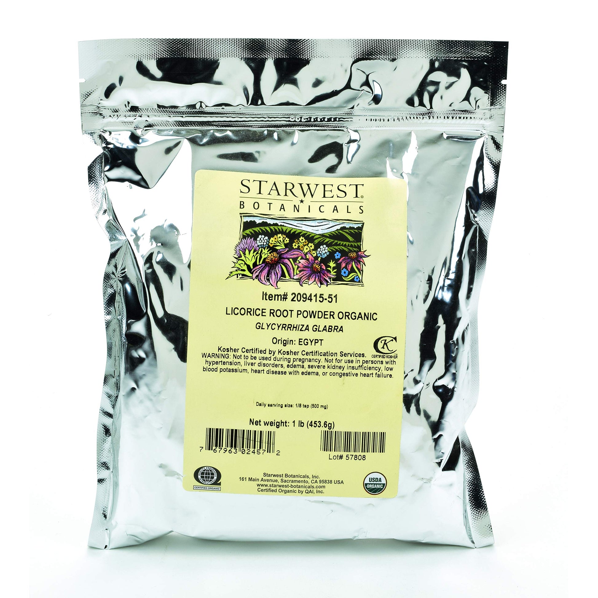 Starwest Botanicals Organic Licorice Root Powder, 16 Ounce