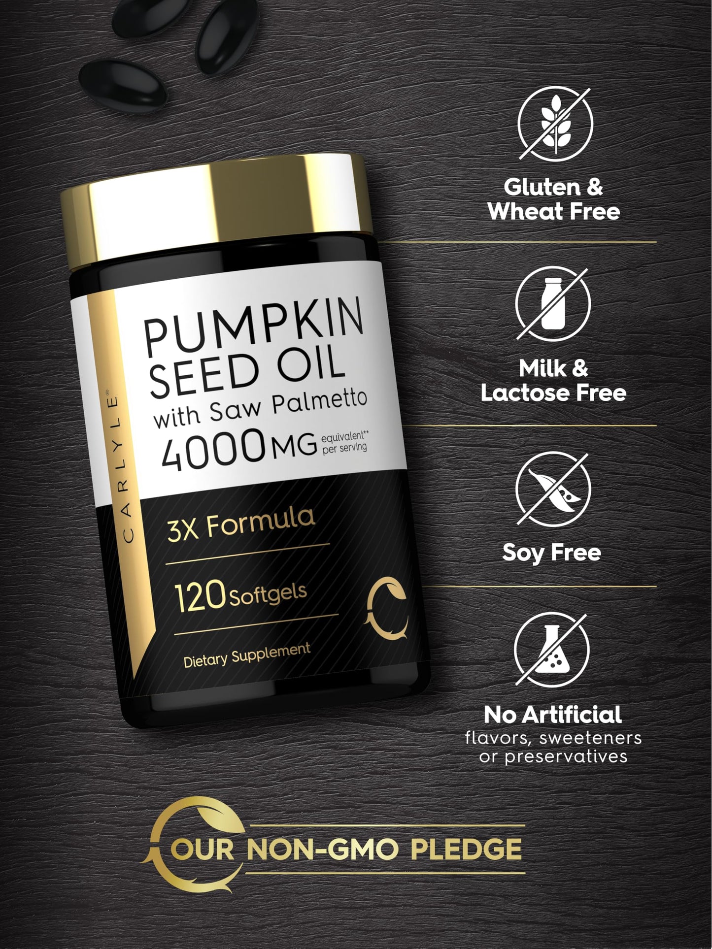 Carlyle Pumpkin Seed Oil with Saw Palmetto 4000 mg Softgel Capsules 120