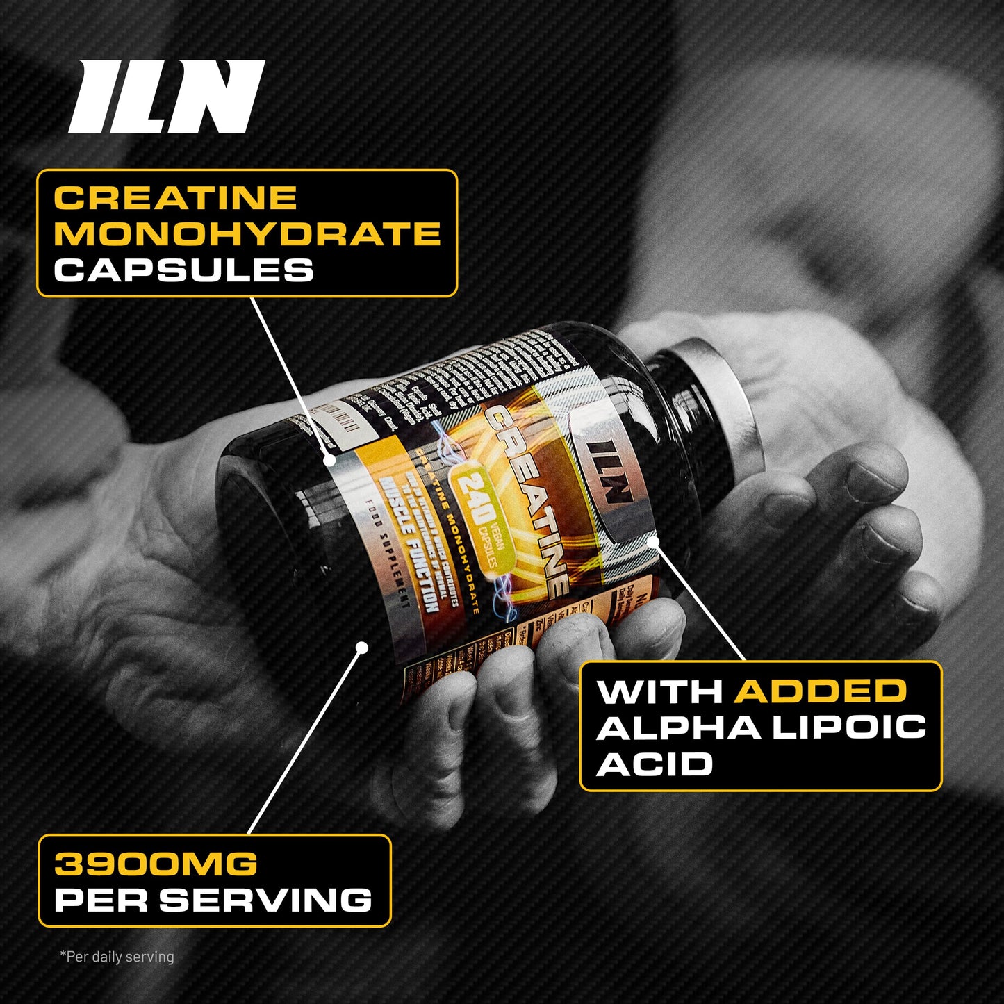 Iron Labs Nutrition Creatine Monohydrate Capsules, 3900mg, 500 Capsules