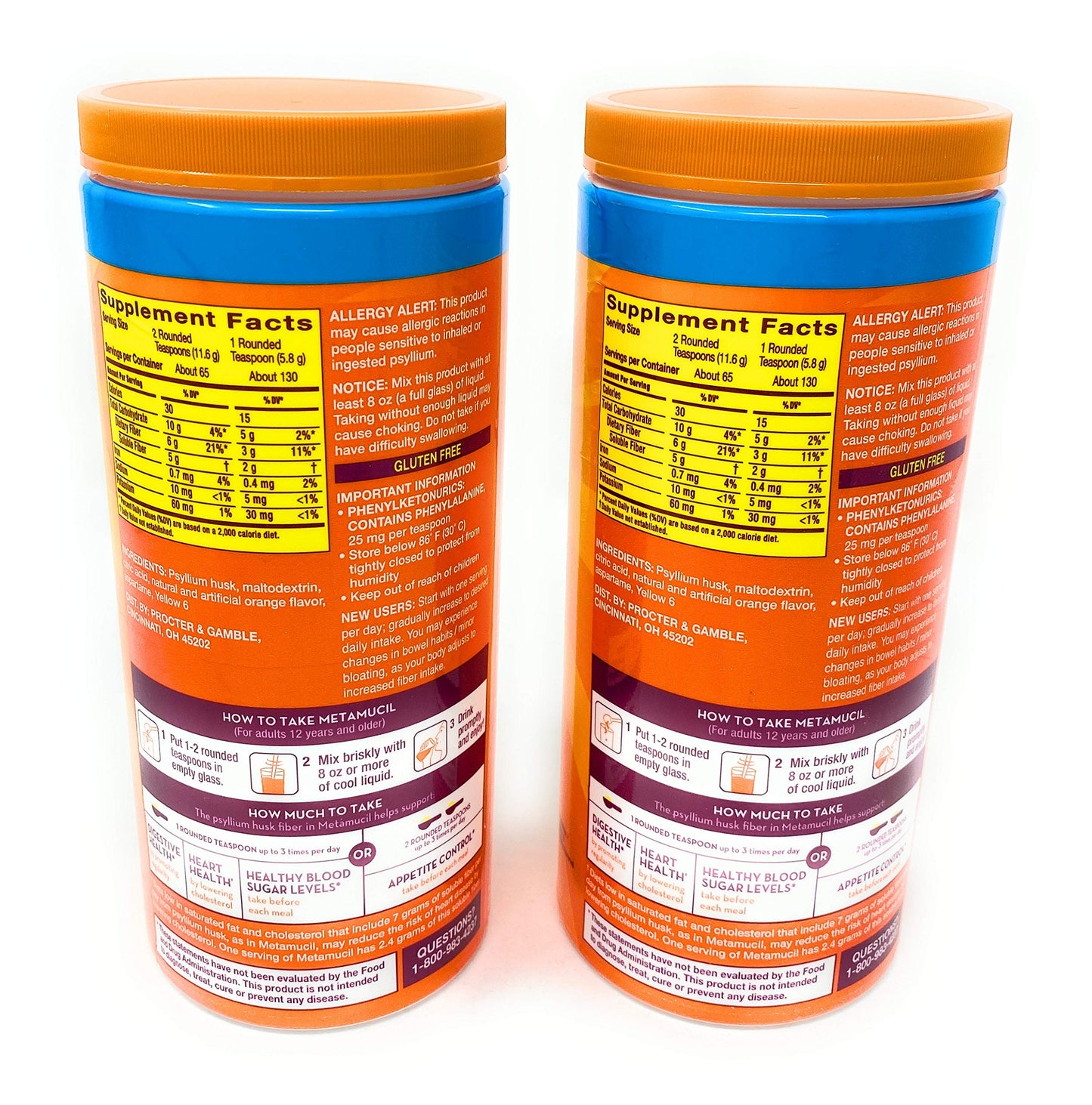 Metamucil Sugar Free Fiber Supplement, Orange Smooth Powder 53.2 Ounces