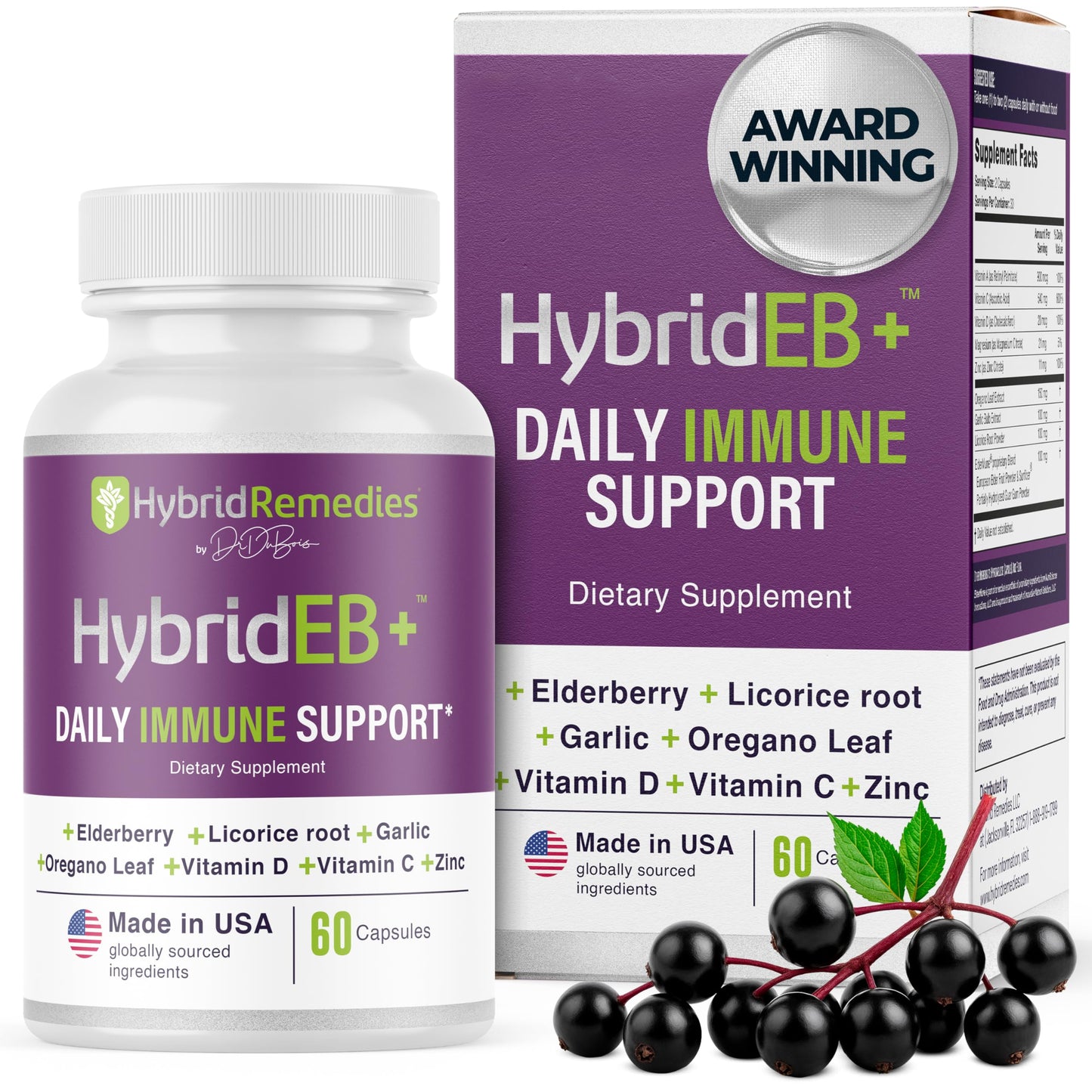 Hybrid Sambucus Elderberry Immune Support Supplement Capsule, 60 Count