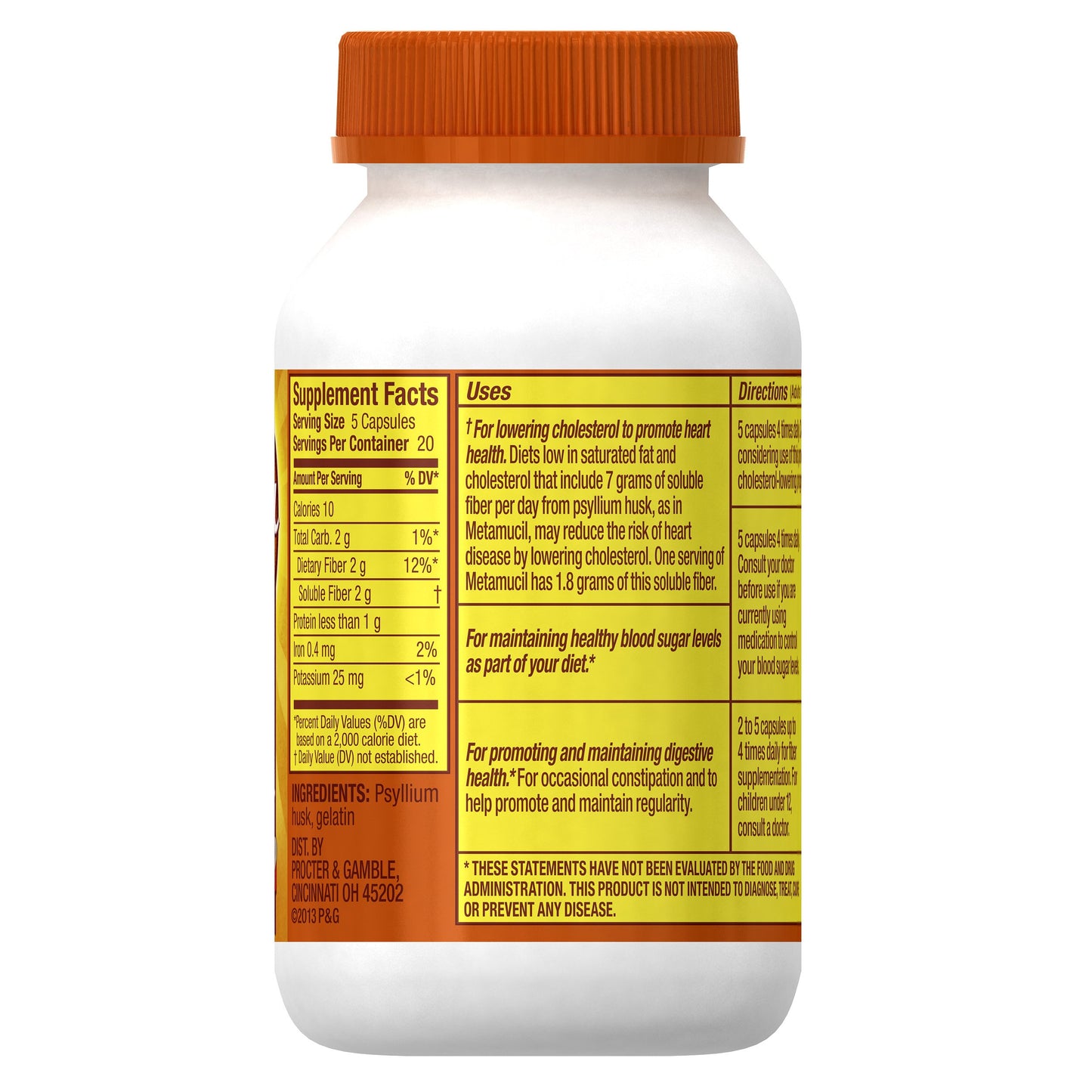 Metamucil Daily Fiber Supplement Psyllium Husk Capsules 100 Capsules